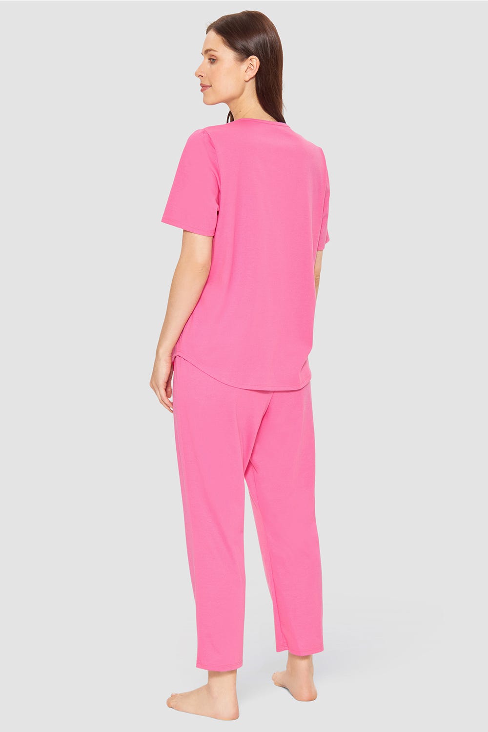 Rösch Pyjama mit Spitzendetails Pink Baumwolle/Modal Schlussverkauf