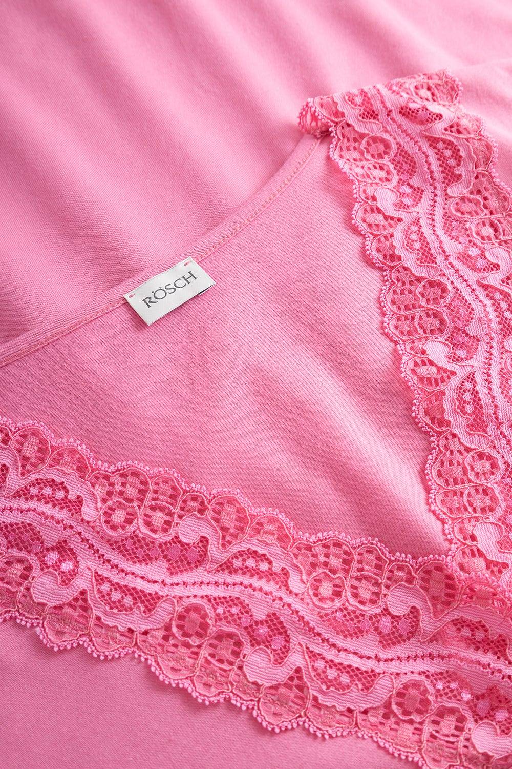 Rösch Pyjama mit Spitzendetails Pink Baumwolle/Modal Schlussverkauf