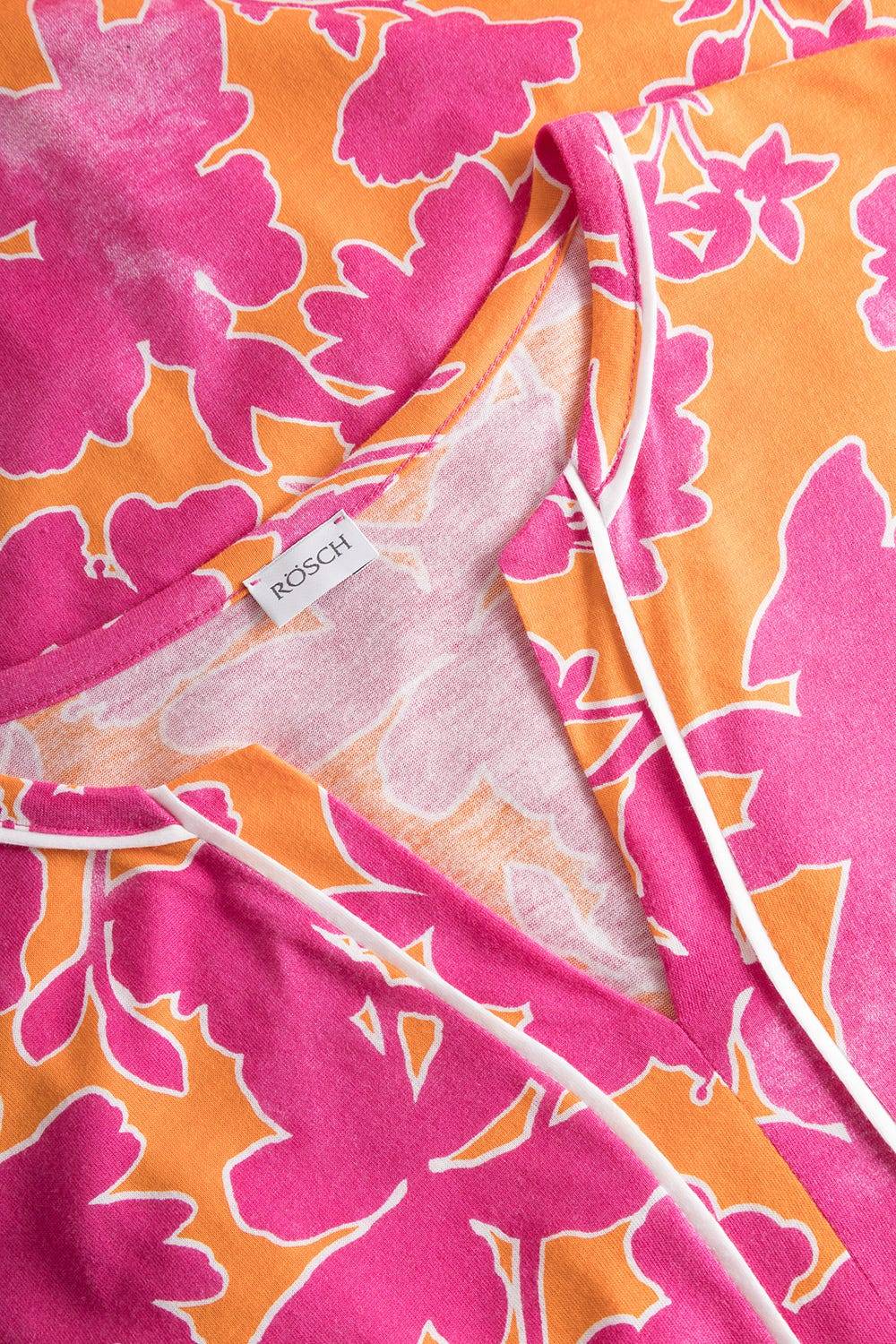 Rösch Nachtkleid im floralen Druck Orange-Pink Tunika-Style Maxi-Länge Baumwolle/Modal Fabrikverkauf