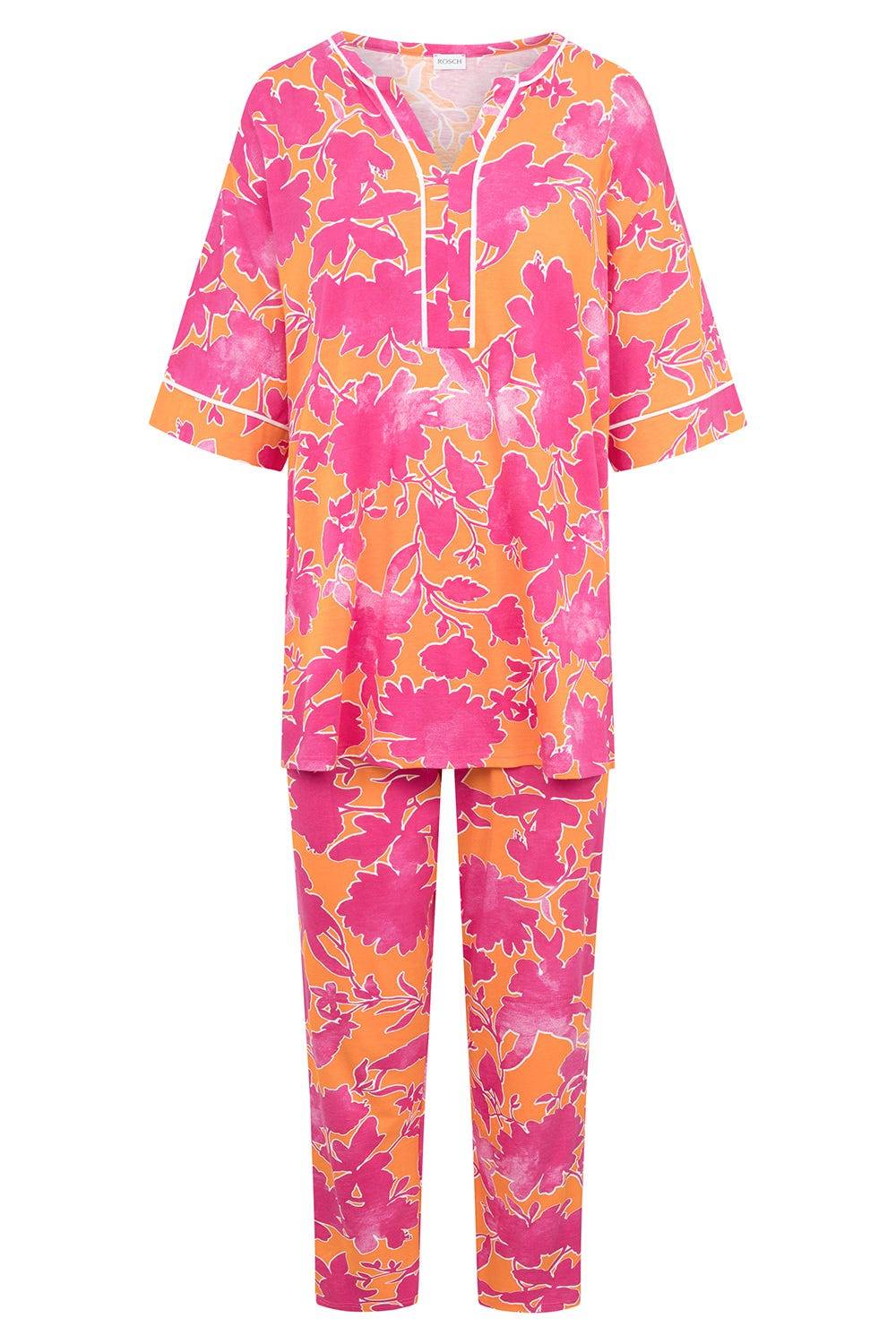 Rösch Pyjama im floralen Druck Orange-Pink Tunika-Style Baumwolle/Modal Meist gekauft