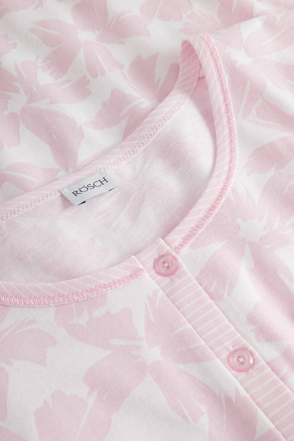 Rösch Pyjama im Muster-Mix Blumen Streifen Rosa 100% Baumwolle Outlet