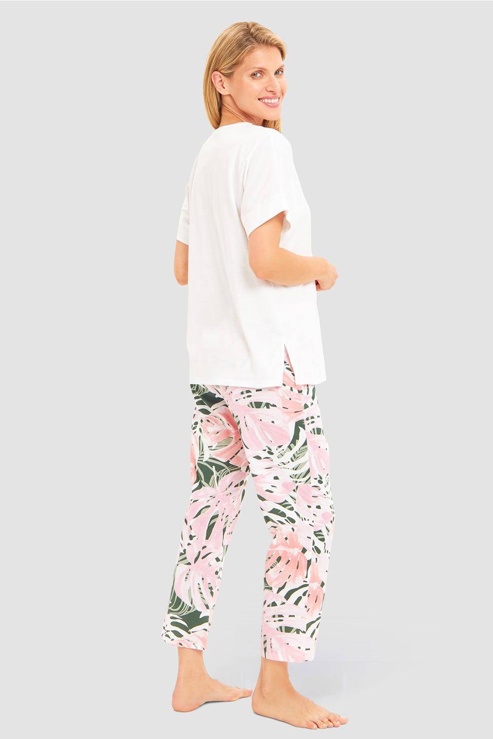Rösch Pyjama mit Blätterdruck exotisch 100% Baumwolle Angebote