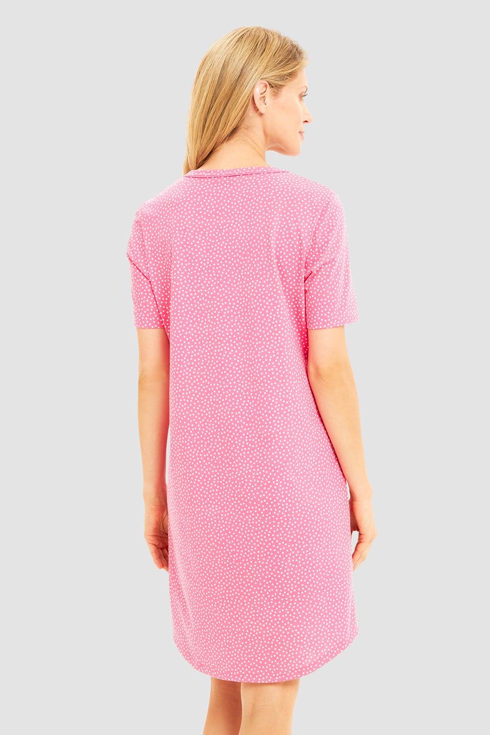 Rösch Nachthemd im Tupfendruck Pink 100% Baumwolle im Angebot