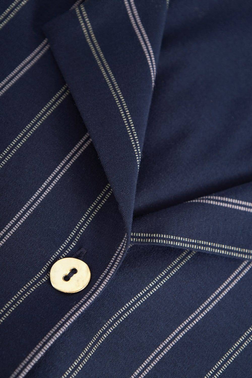 Rösch Pyjama im Nadelzug Dunkelblau Herrenhemdstil 100% Baumwolle Verkauf