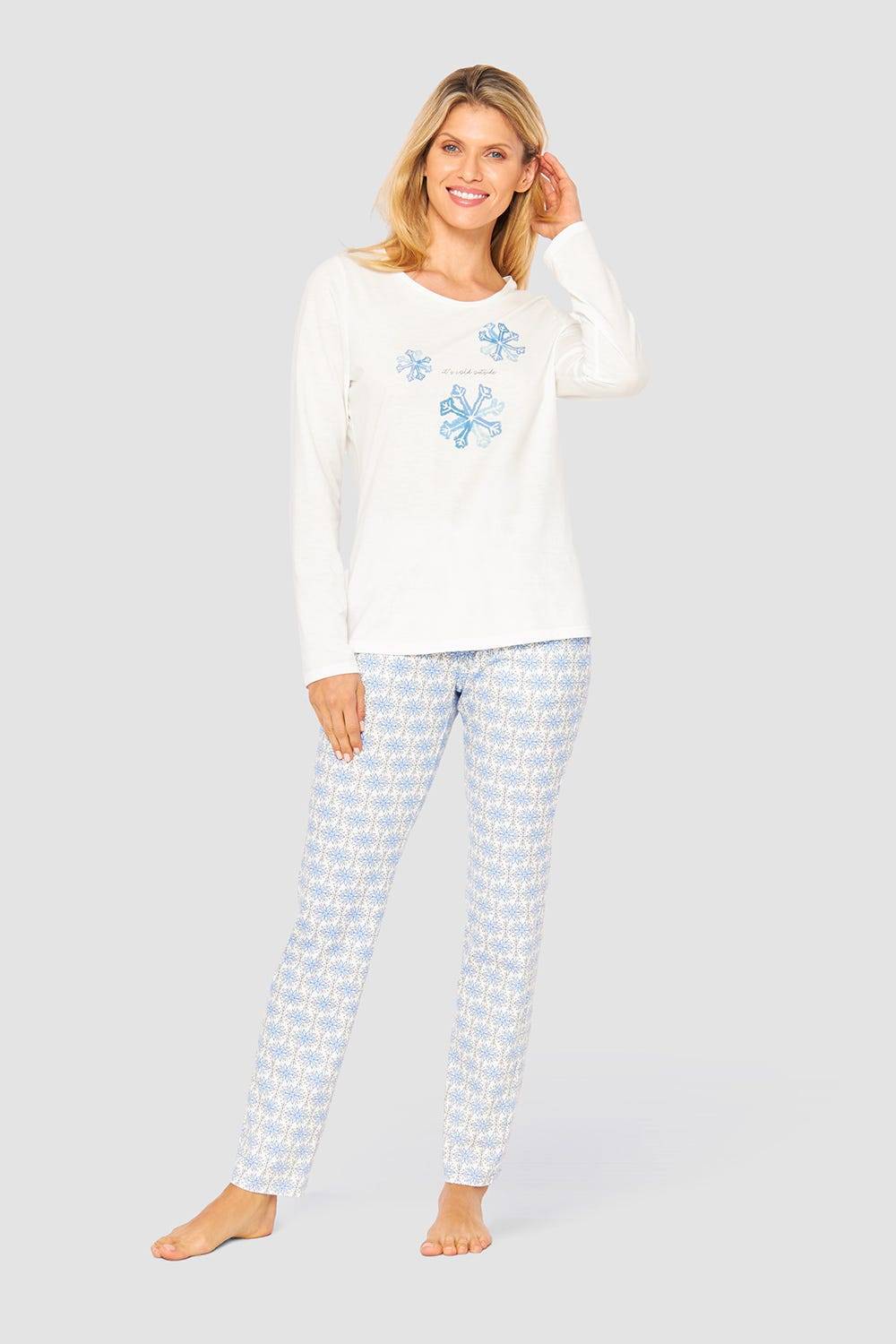 Rösch Shirt mit Schneeflocken Weiß Blau 100% Baumwolle Angebote
