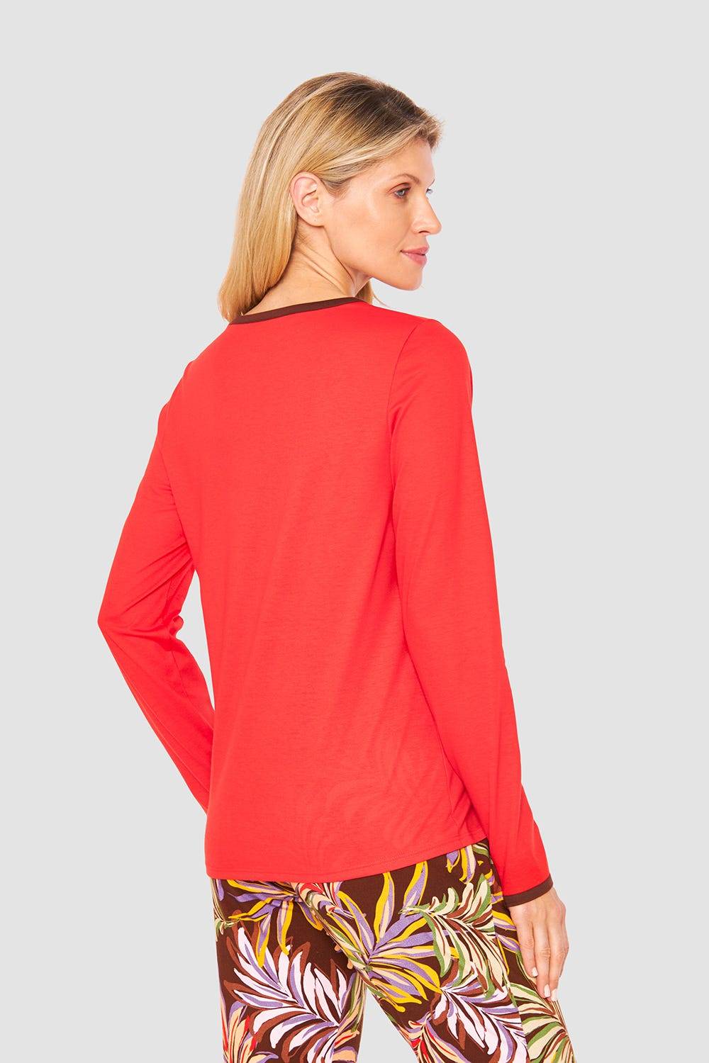 Rösch Shirt mit Schriftzug Rot Braun 100% Baumwolle Meist gekauft