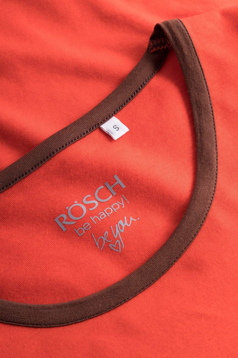 Rösch Shirt mit Schriftzug Rot Braun 100% Baumwolle Meist gekauft