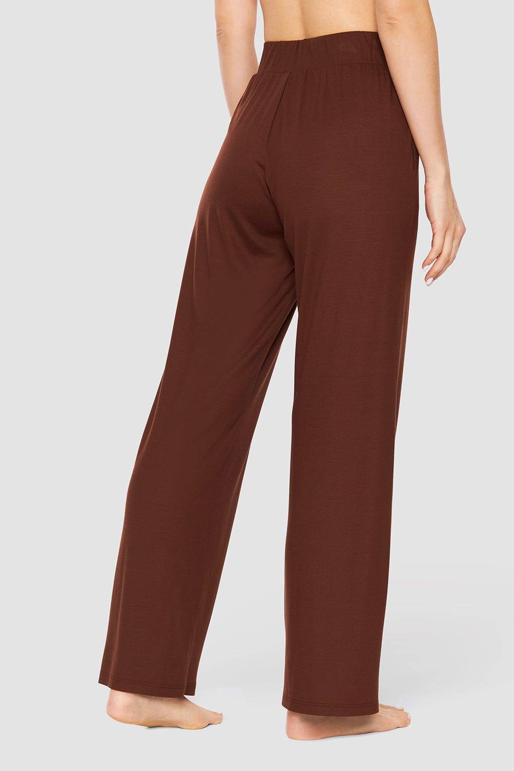 Rösch Hose mit weitem Bein Braun Basic Viskose/Elasthan Online