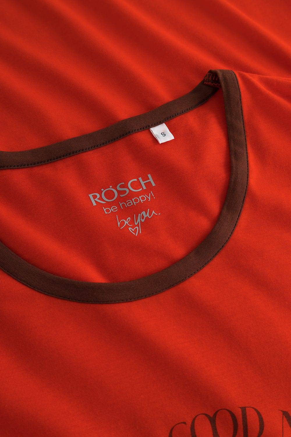 Rösch Nachthemd mit Schriftzug Rot Braun 100% Baumwolle Auslauf