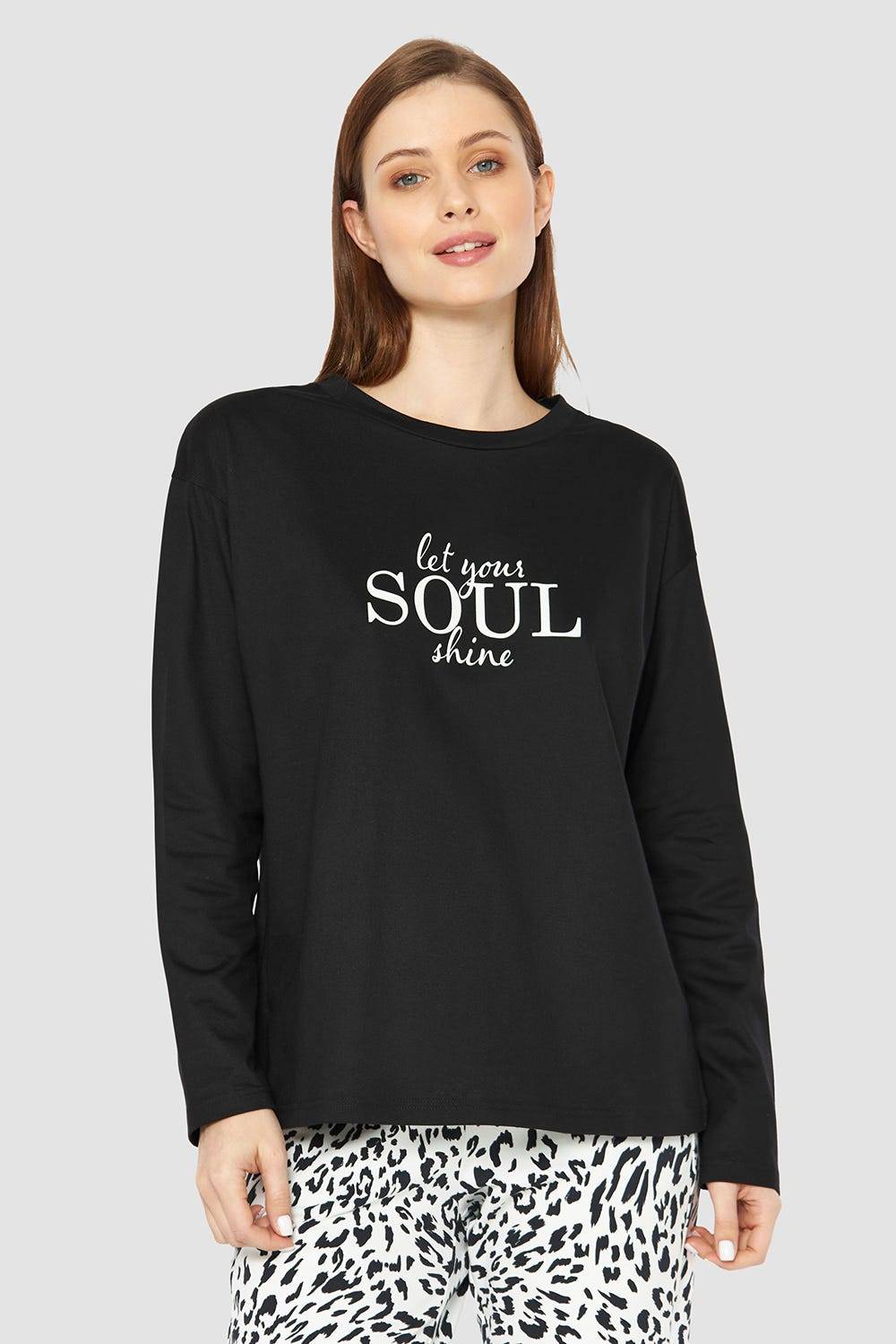 Rösch Shirt mit Schriftzug &quot;let your soul shine&quot; 100% Baumwolle