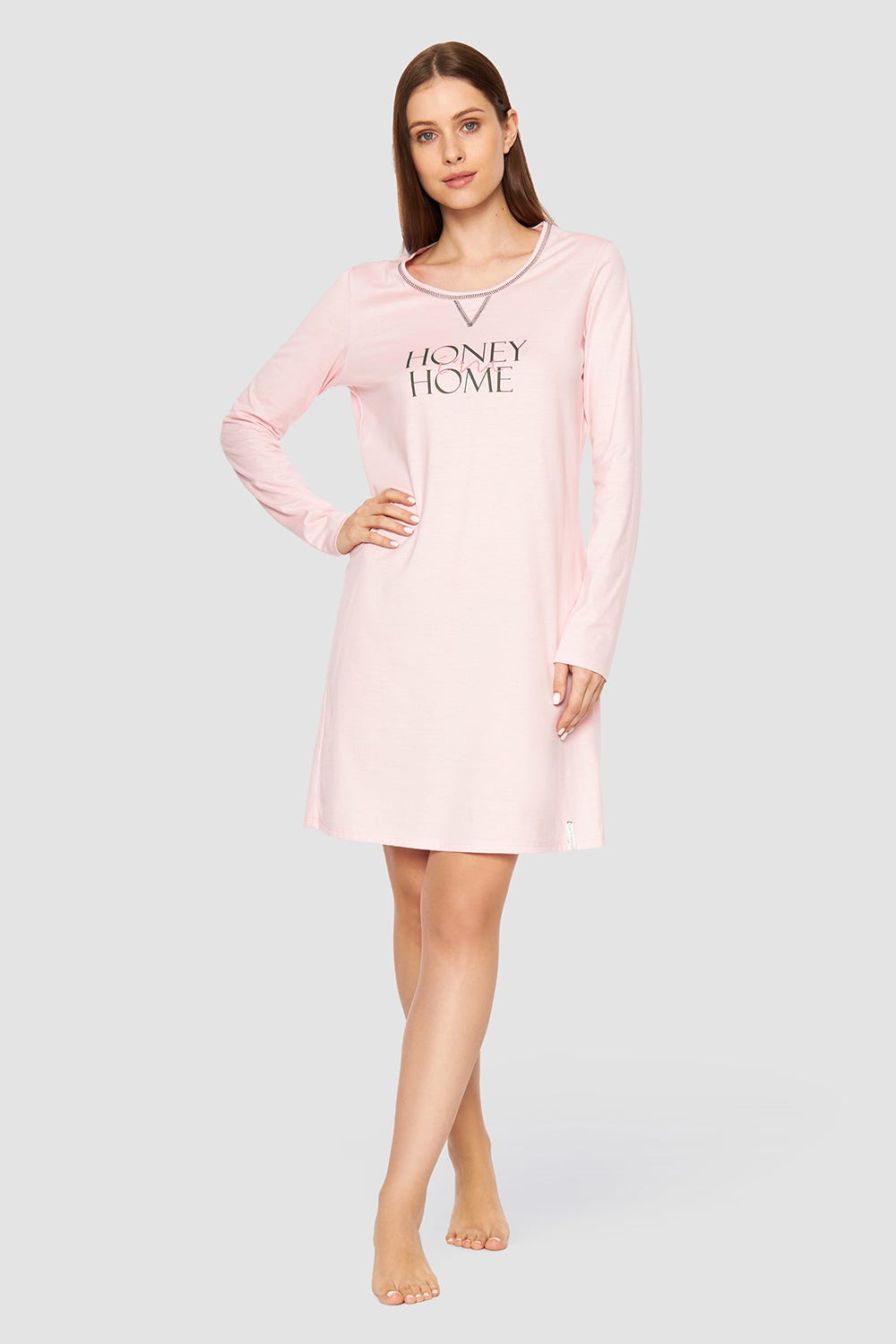Rösch Nachthemd mit Schriftzug Rosa Baumwolle/Elasthan