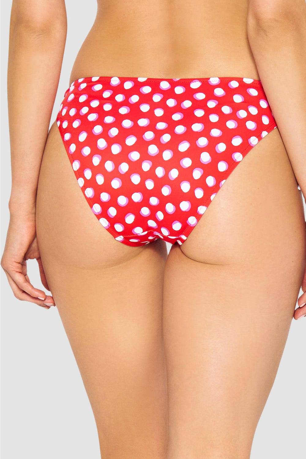 Rösch Bikini-Hose im Retro-Tupfendruck Rot-Weiß zum Binden im Angebot