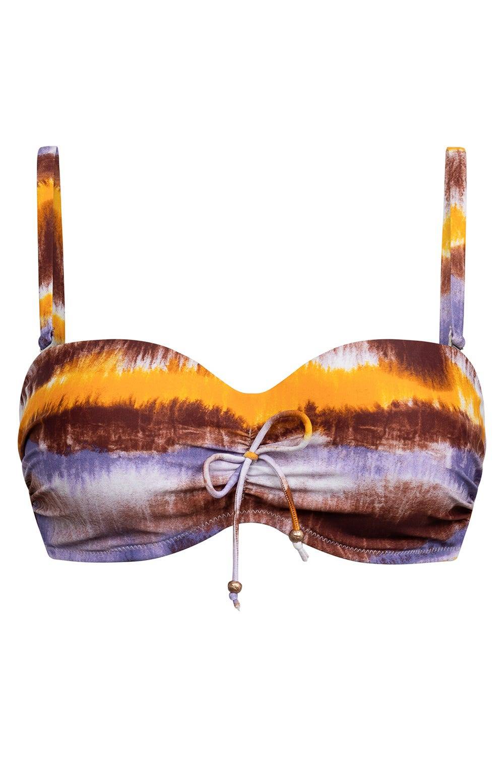 Rösch Bikini-Oberteil Bandeau im Batikdruck moderne Streifen Jubiläumsangebot