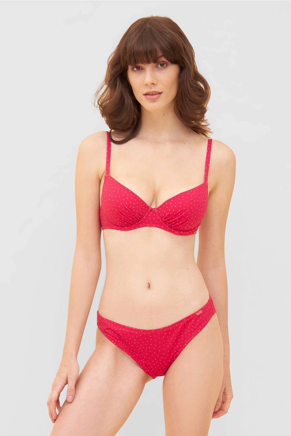 Rösch Bikini-Oberteil im pinken Mini-Tupfen-Druck recyceltes Polyamid/Elasthan Auslauf