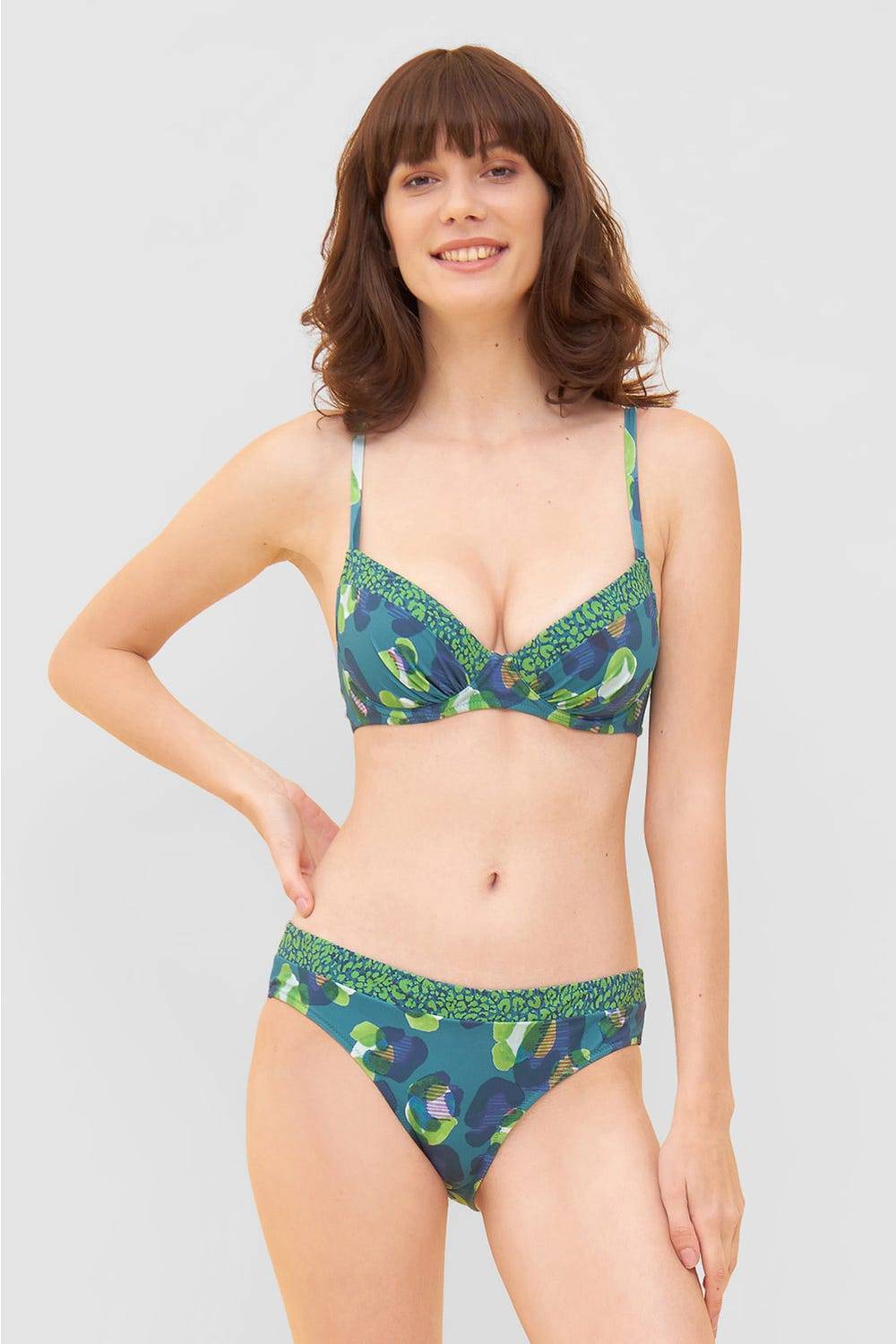 Rösch Bikini-Hose im Leo-Druck-Mix Petrol recyceltes Polyamid/Elasthan im Angebot