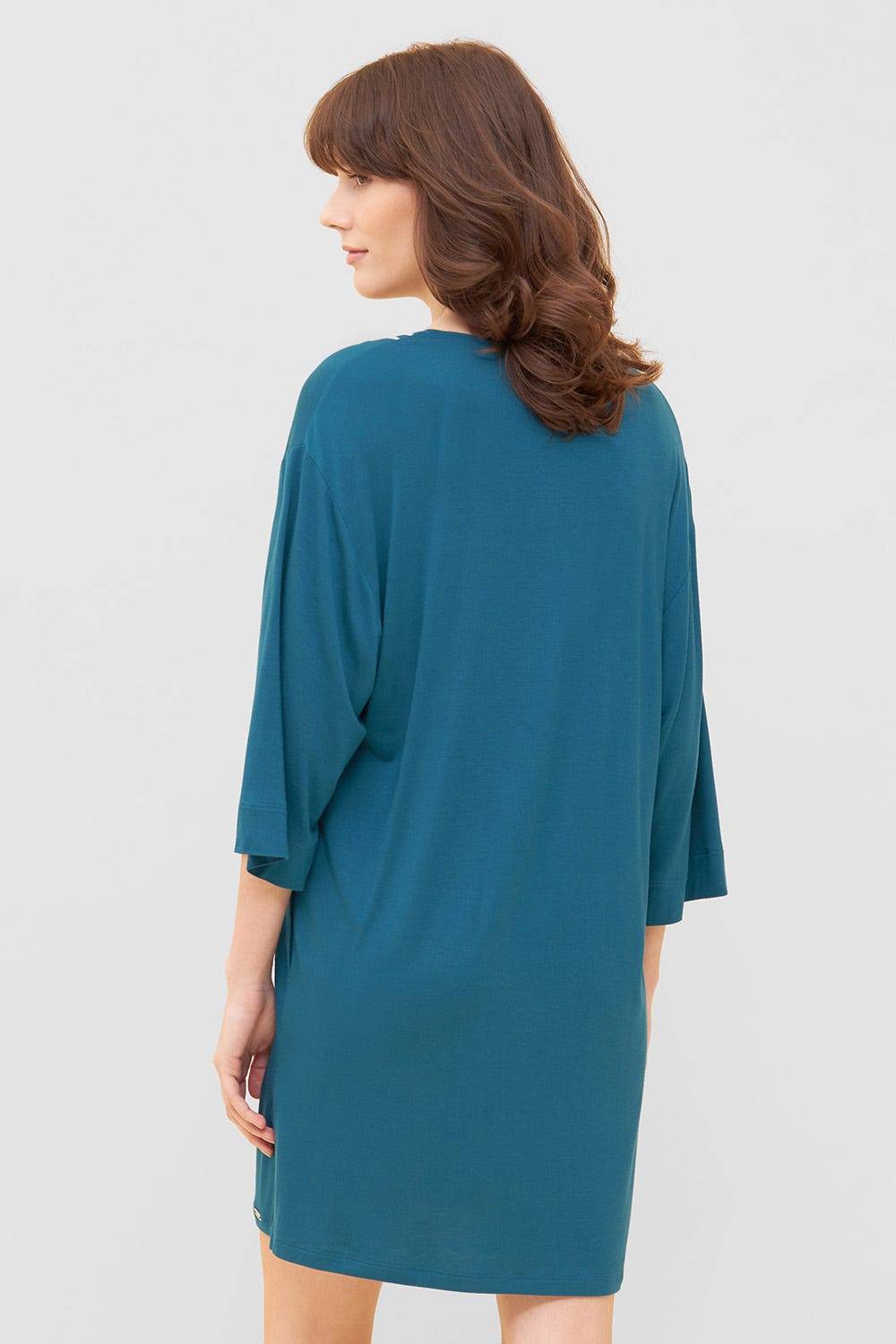Rösch Strandkleid mit Paspeln am Ausschnitt Petrol 3/4-Arm Viskose/Elasthan Fabrikverkauf
