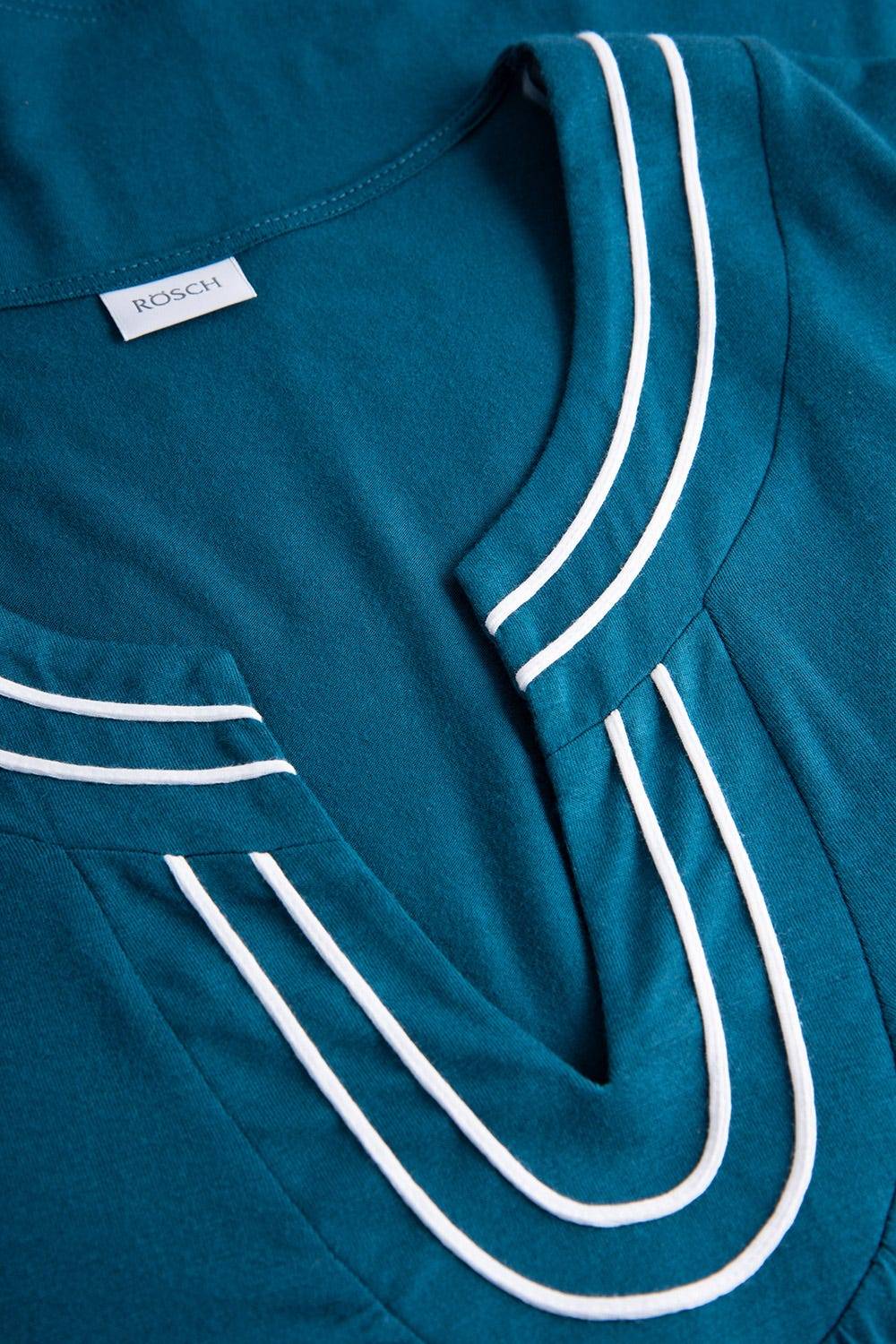 Rösch Strandkleid mit Paspeln am Ausschnitt Petrol 3/4-Arm Viskose/Elasthan Fabrikverkauf
