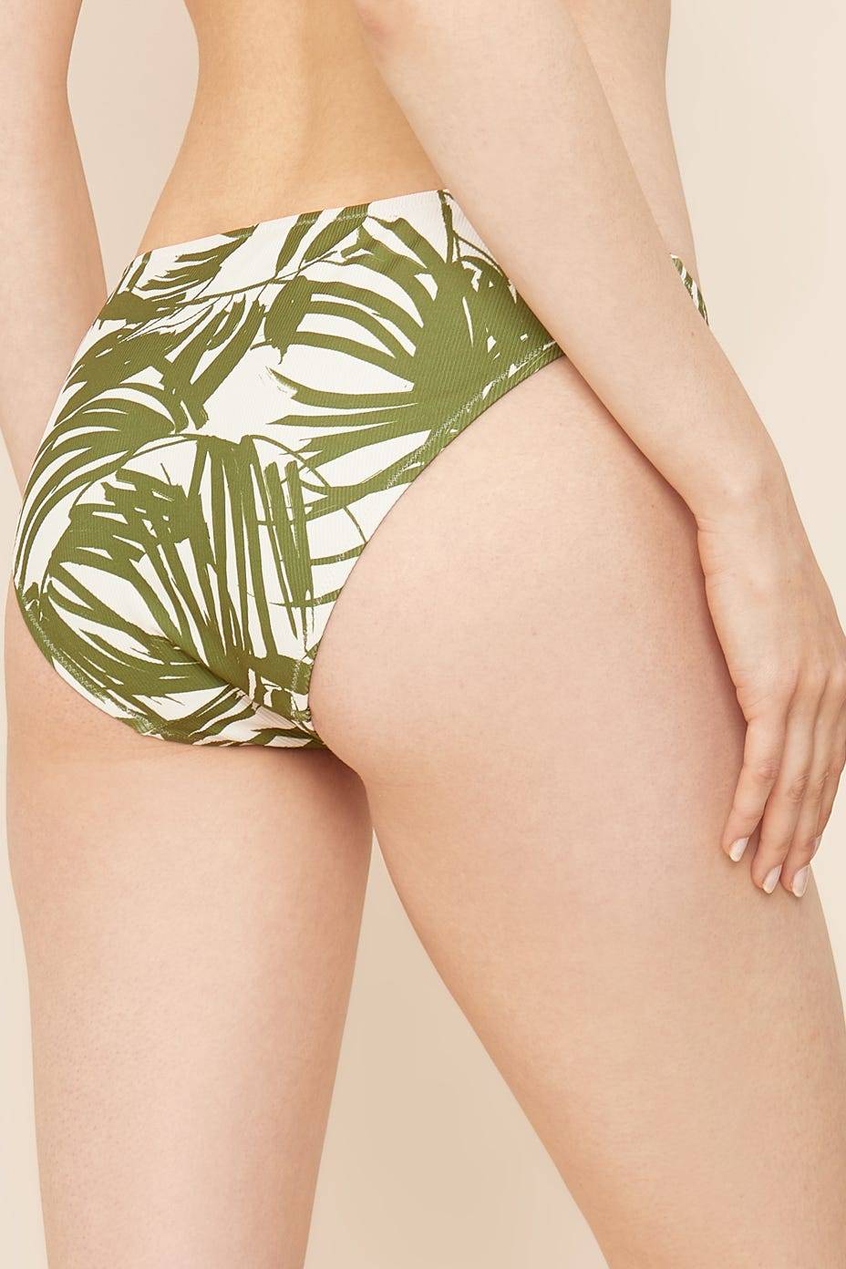 Rösch Bikini Hose im Palmendruck Rippstruktur Grün-Weiß Mix und Match Lycra Angebote