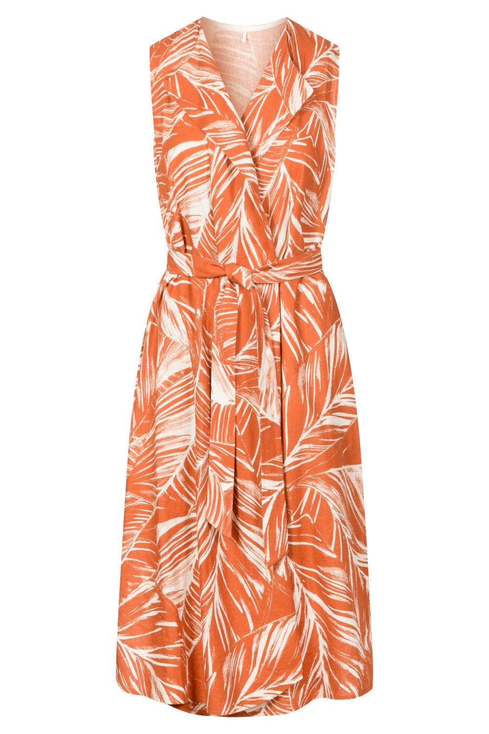 Rösch Freizeitkleid im sommerlichen Blätter-Druck Wickelform Leinen/Viskose im Angebot