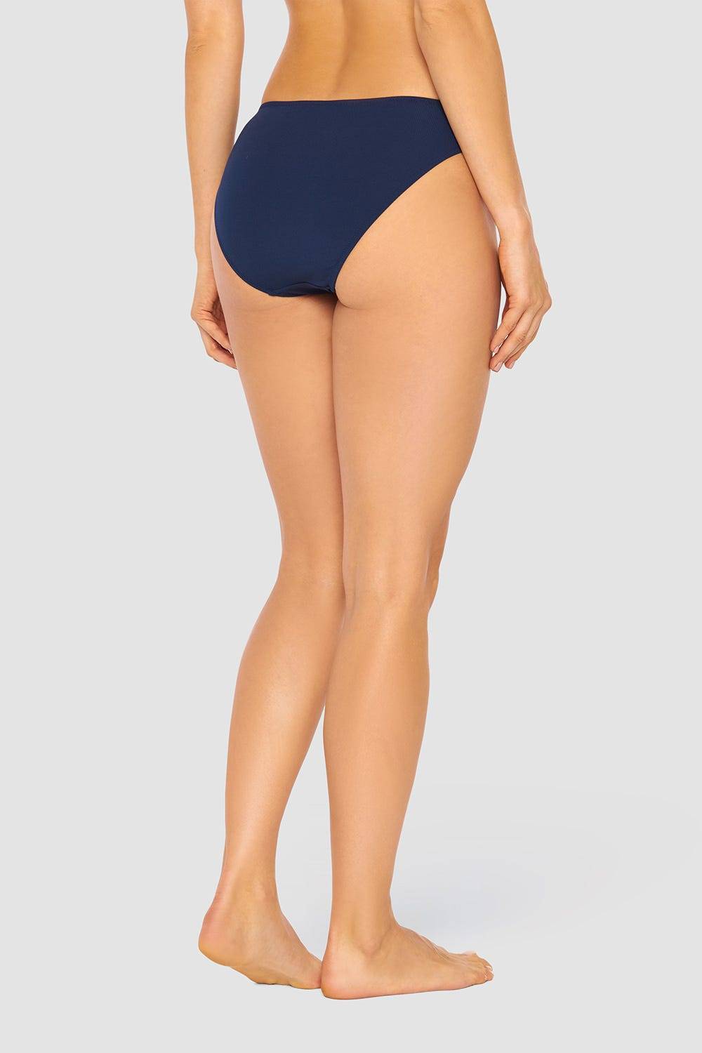 Rösch Klassische Bikini Hose Dunkelblau modern Ripp recyceltes Polyester/Elasthan Fabrikverkauf