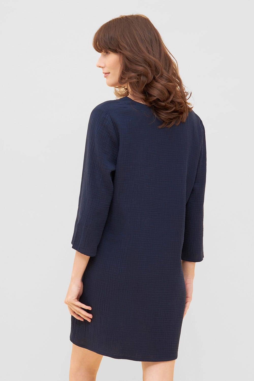 Rösch Strandkleid aus Musselin Dunkelblau Sommer 3/4-Arm 100% Baumwolle Online