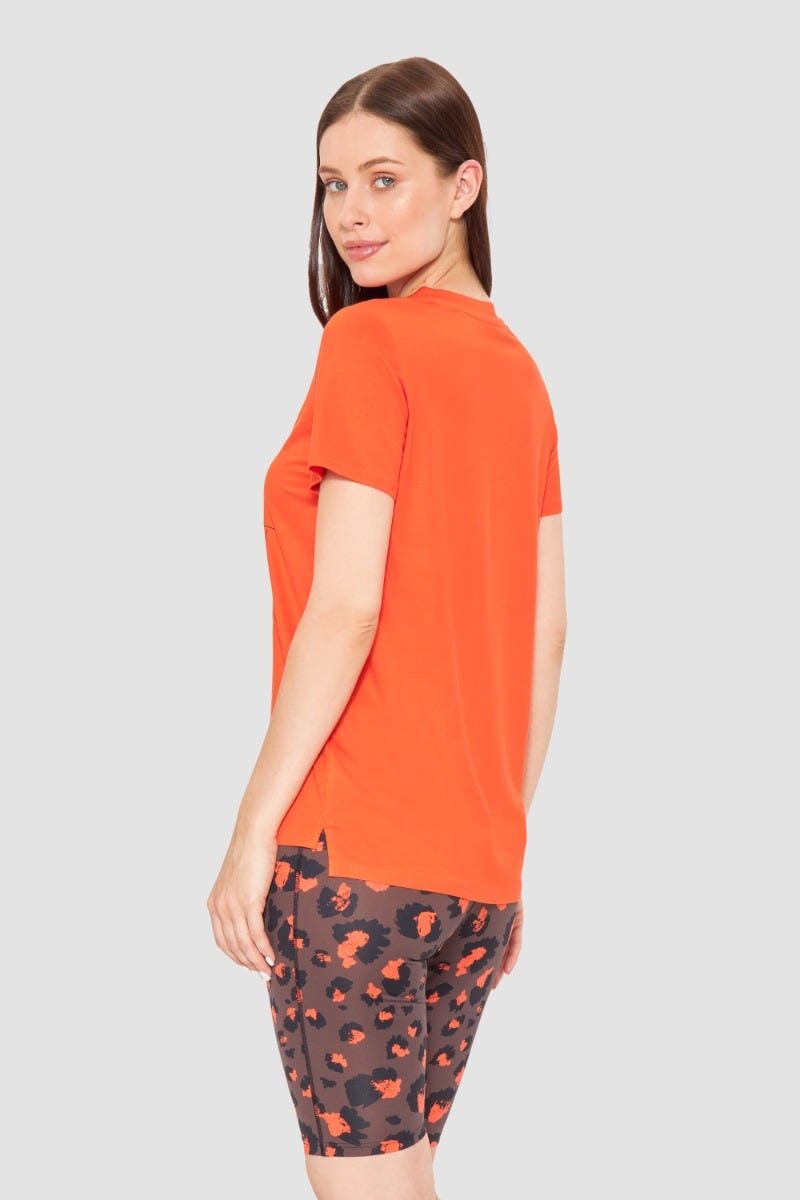 Rösch Y.U Yoga T-Shirt mit Motivdruck Orange Sport Mix &amp; Match Baumwolle/Elasthan Günstiger Verkauf