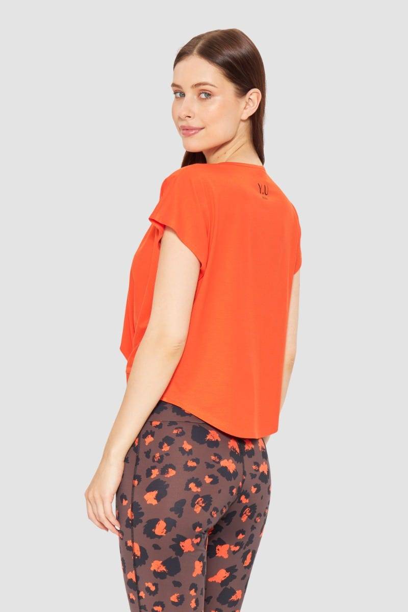 Rösch Y.U Yoga Shirt mit Knoten Orange Sport Mix &amp; Match Baumwolle/ Elasthan Fabrikverkauf