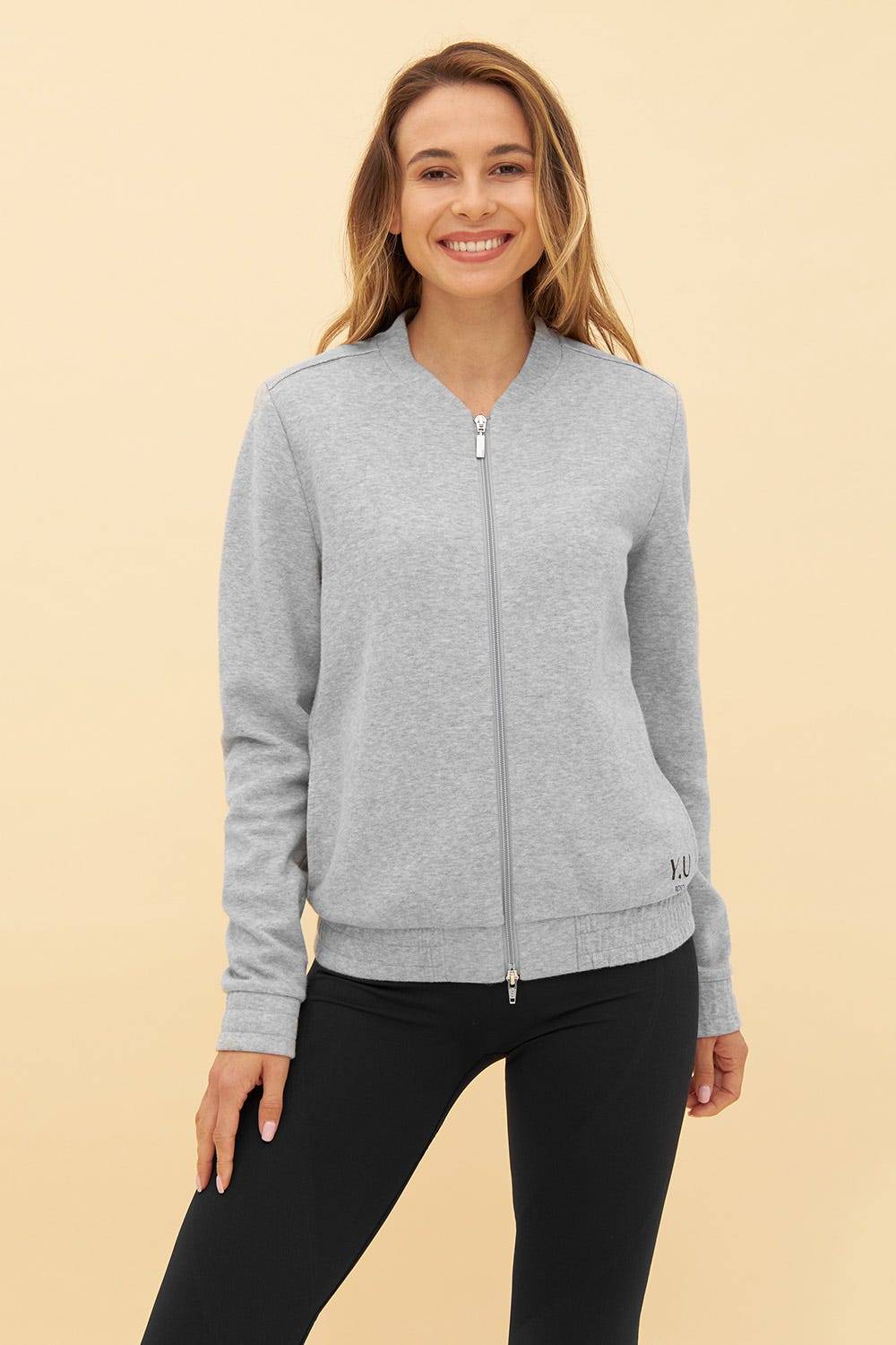 Rösch Y.U Yoga Sweatjacke in Grau Loungewear Mix &amp; Match Baumwolle/recycled Polyamid