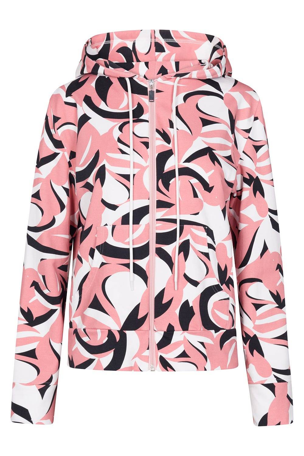Rösch Sweatjacke im grafischen Druck Kapuze Baumwolle/Elasthan Auslauf