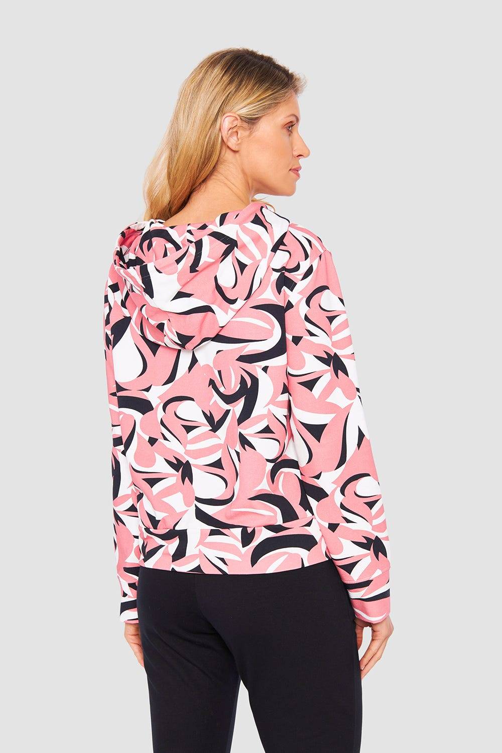 Rösch Sweatjacke im grafischen Druck Kapuze Baumwolle/Elasthan Auslauf