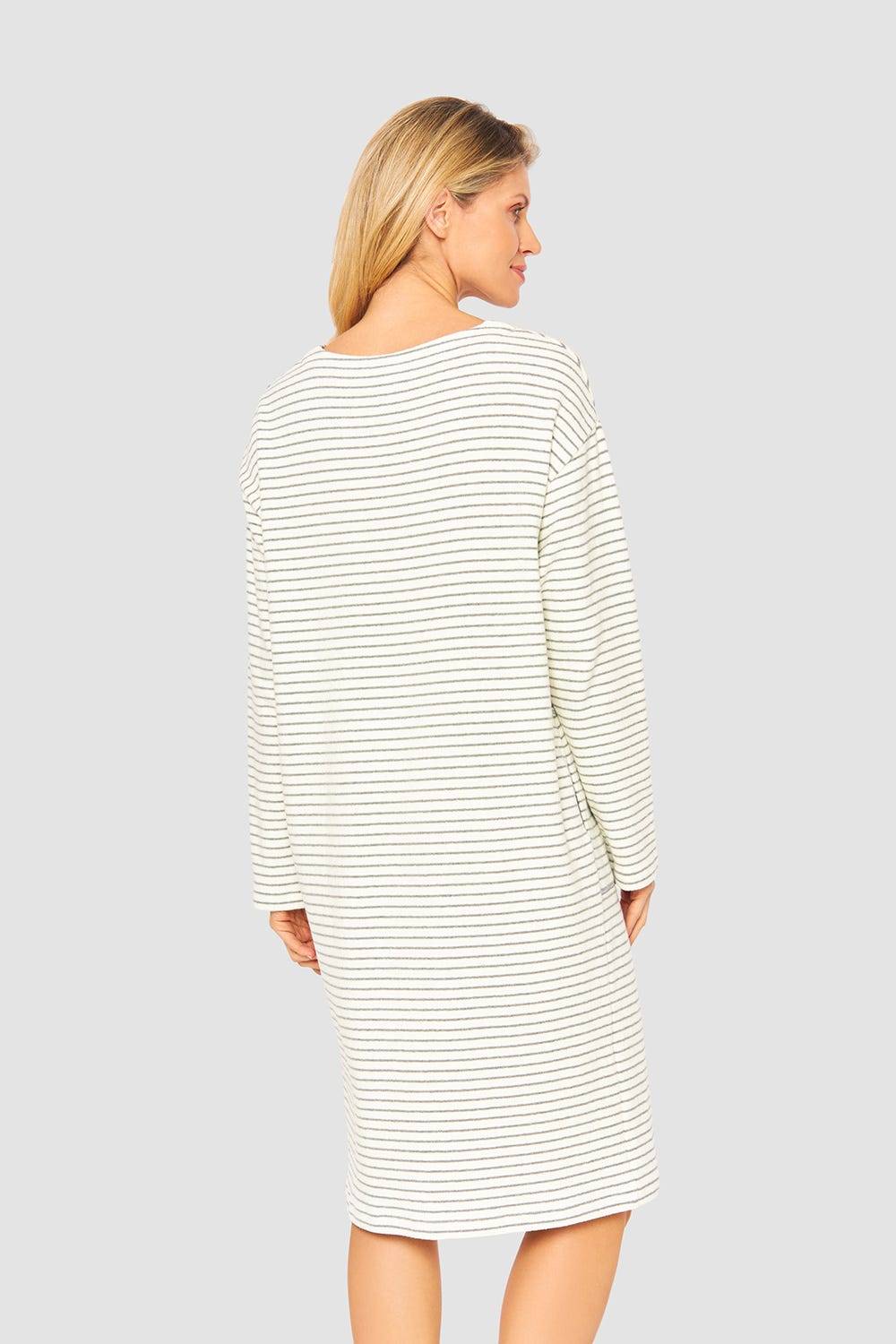 Rösch Hauskleid im Ringelmuster Strick Materialmix Fabrikverkauf