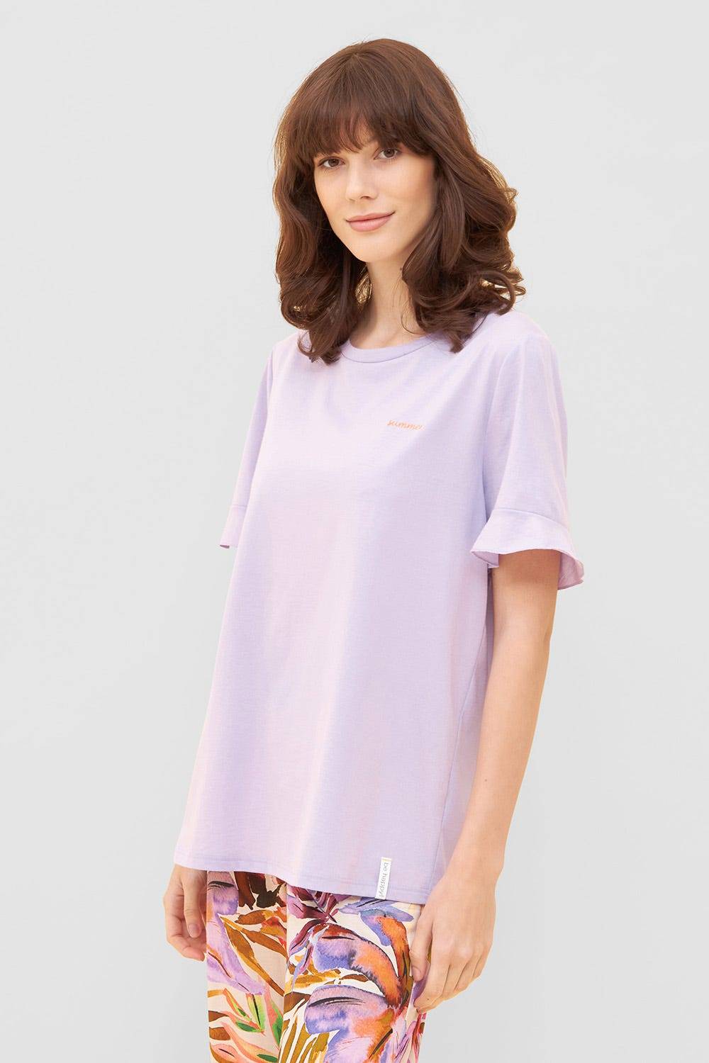 Rösch T-Shirt mit Volants und Stickerei &quot;summer&quot; Mix &amp; Match Viskose/Elasthan