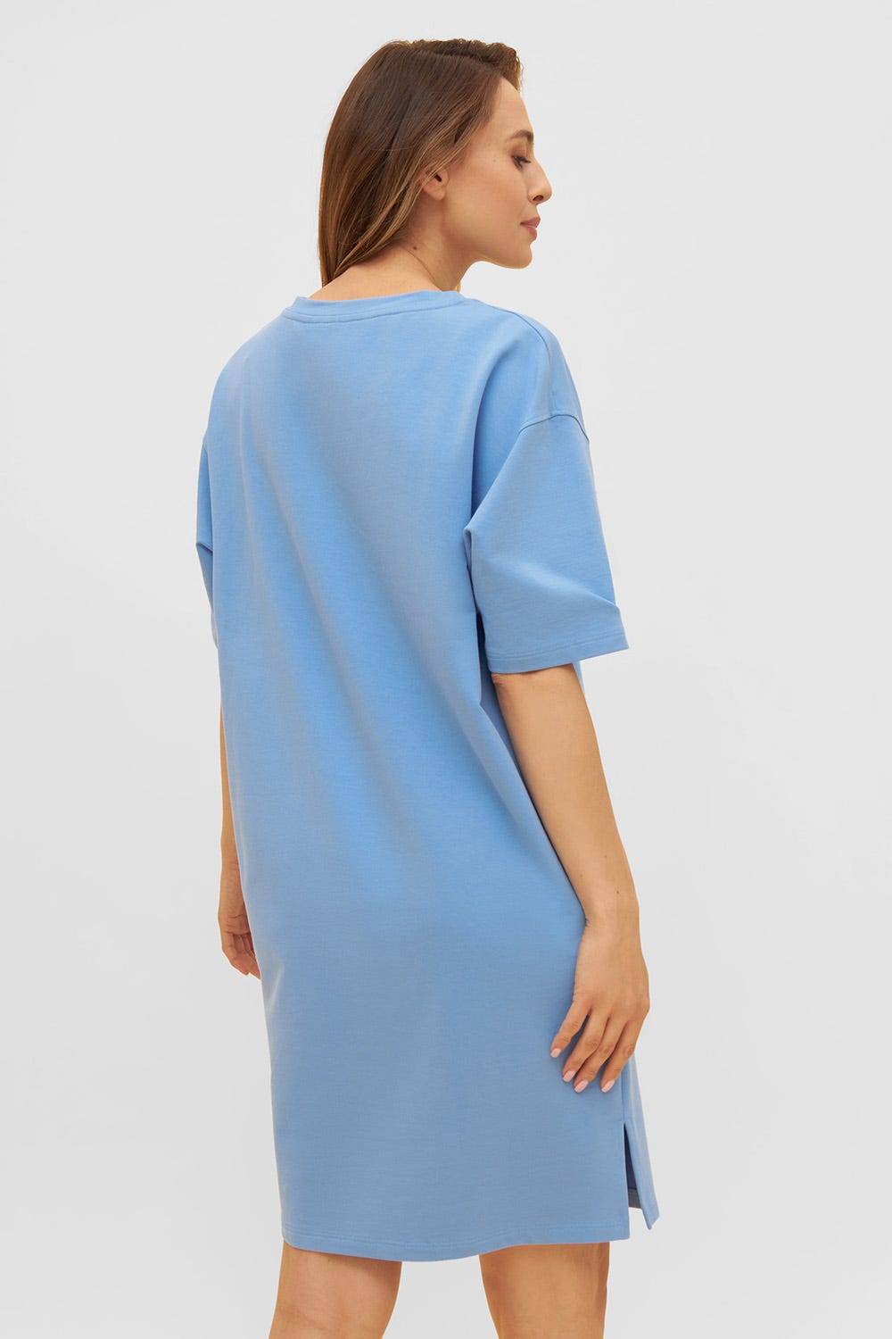 Rösch Sweatkleid mit Känguru-Tasche Hellblau Rundhals Baumwolle/Elasthan Verkauf