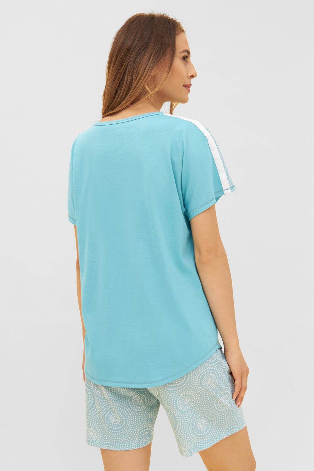 Rösch T-Shirt mit Einsätzen im Punkte-Druck Rundhals Baumwolle/Modal im Angebot