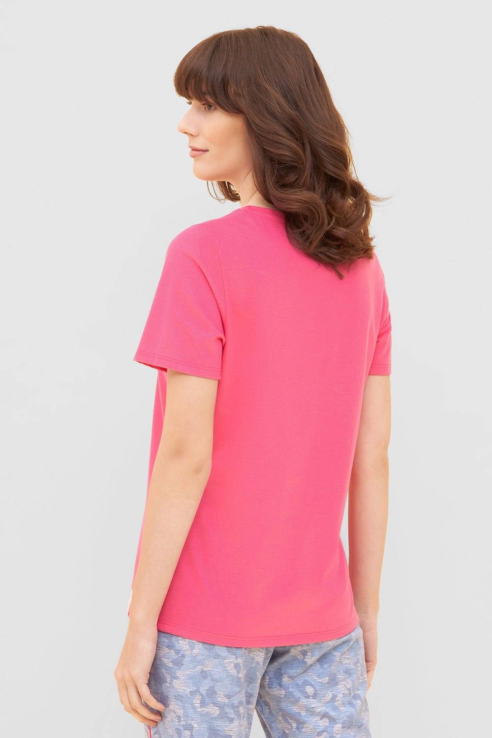 Rösch T-Shirt mit Schriftzug &quot;Think Happy&quot; Pink Kurzarm Mix &amp; Match 100% Baumwolle Schlussverkauf
