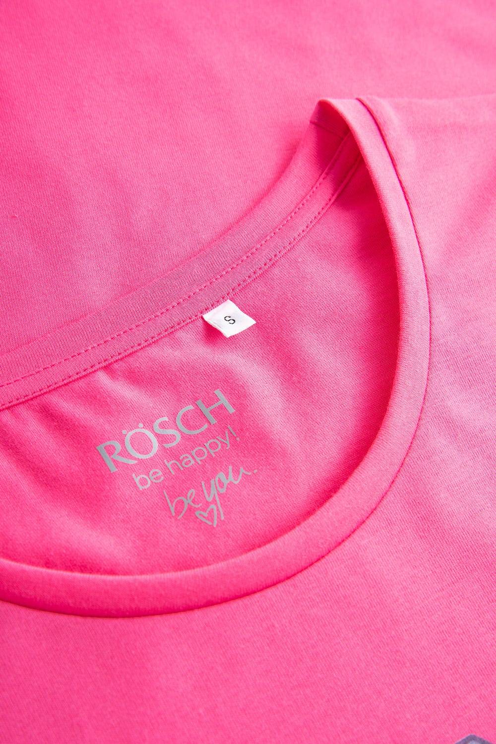 Rösch T-Shirt mit Schriftzug &quot;Think Happy&quot; Pink Kurzarm Mix &amp; Match 100% Baumwolle Schlussverkauf