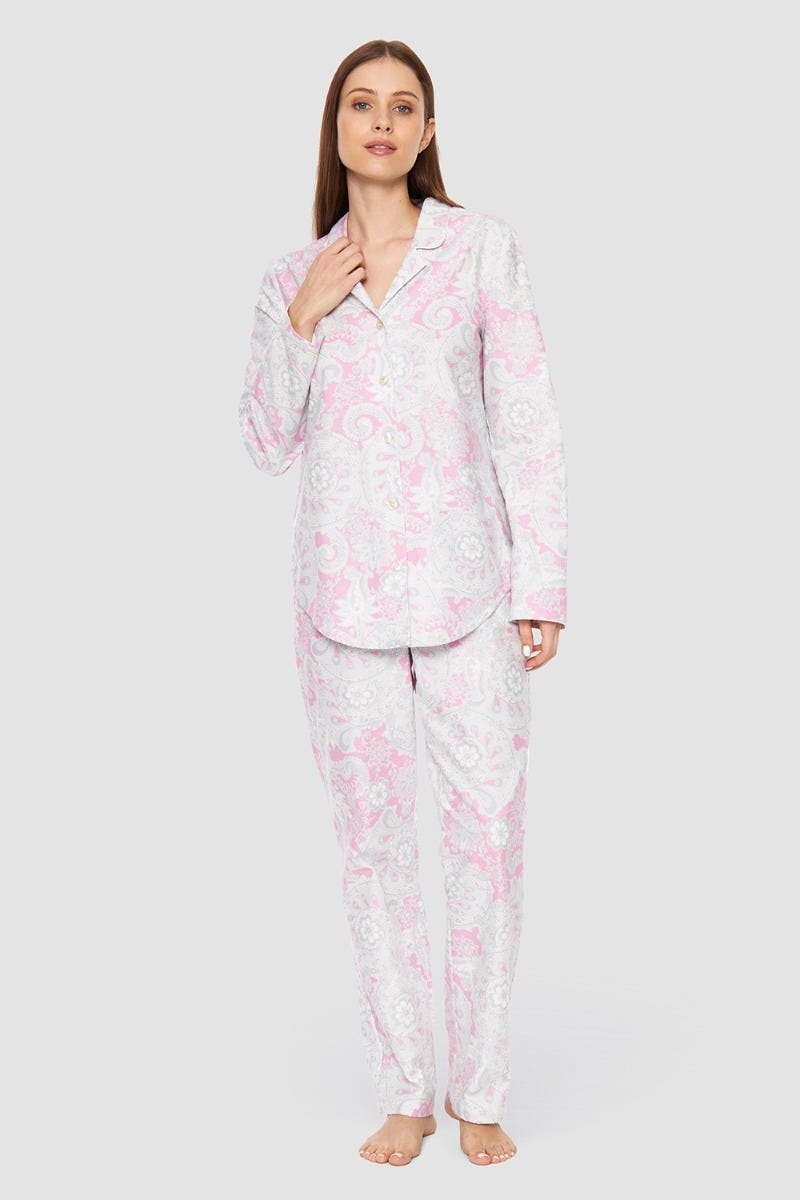 Rösch Pyjama im Herrenstil Flanell Kuschlig 100% Baumwolle
