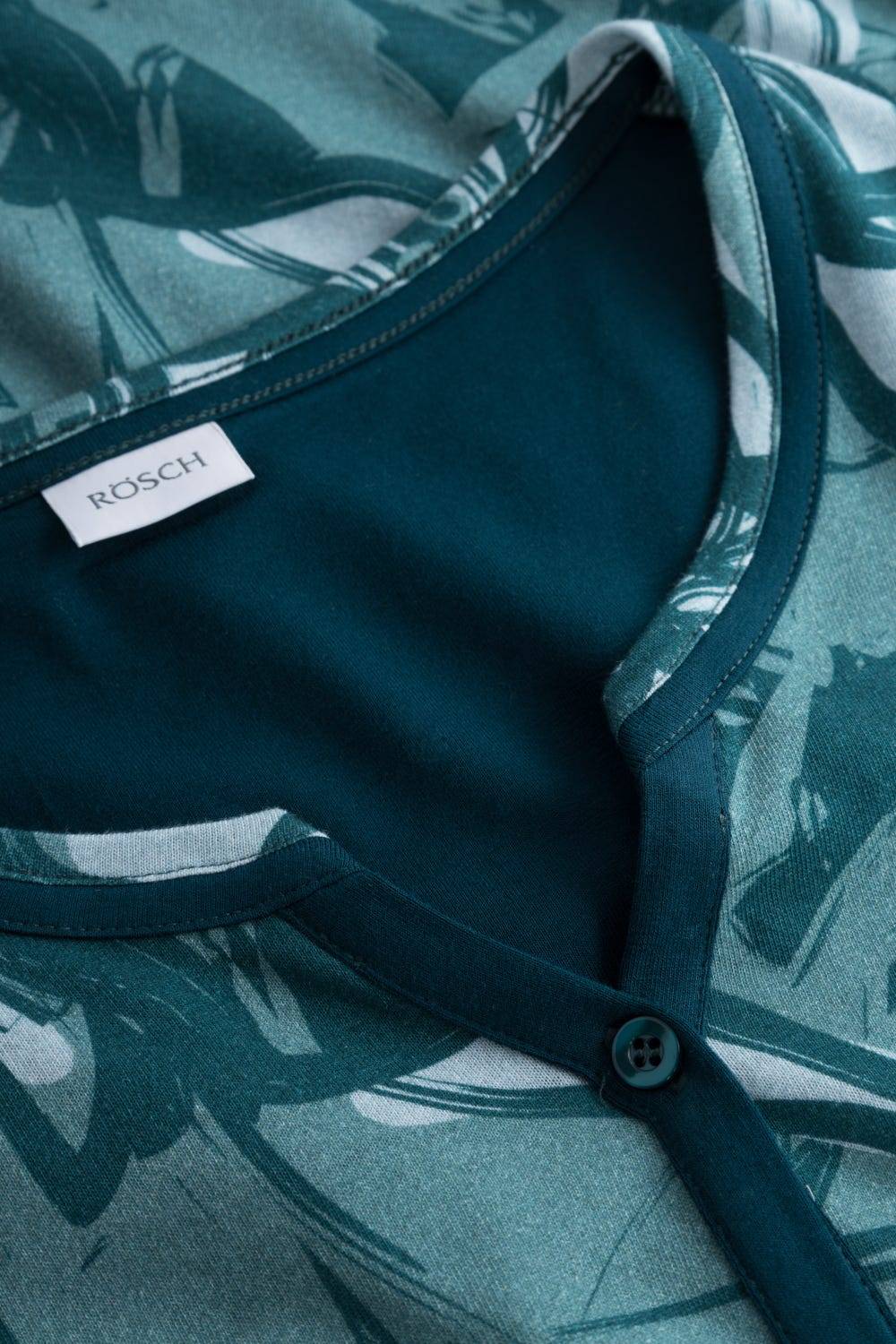 Rösch Nachtkleid im Blumenmuster Petrol 100% Baumwolle Auslauf