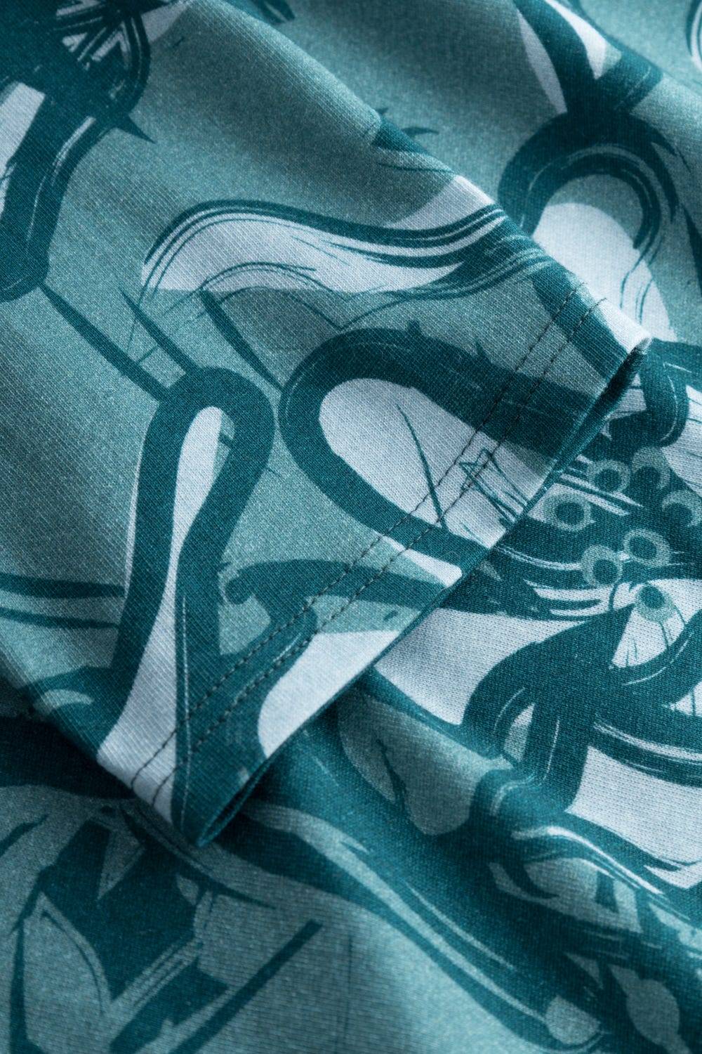 Rösch Pyjama mit Blumenmuster Petrol 100% Baumwolle Verkauf