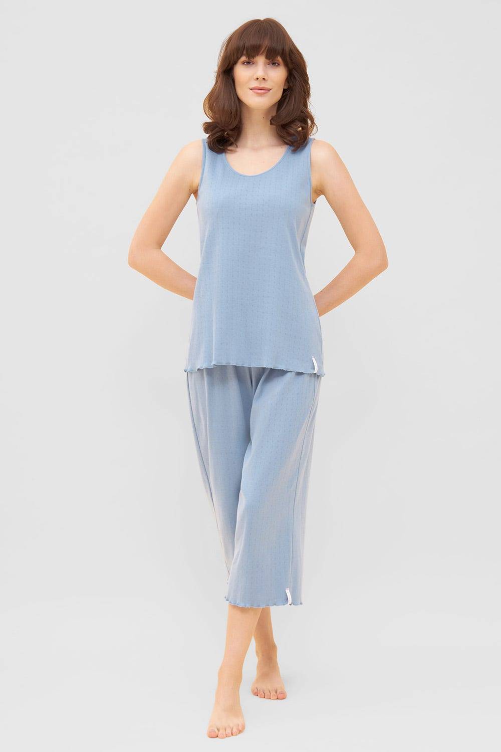 Rösch Pyjama-Hose aus Ajour Feinstrick Hellblau Mix &amp; Match 100% Baumwolle Hotsell