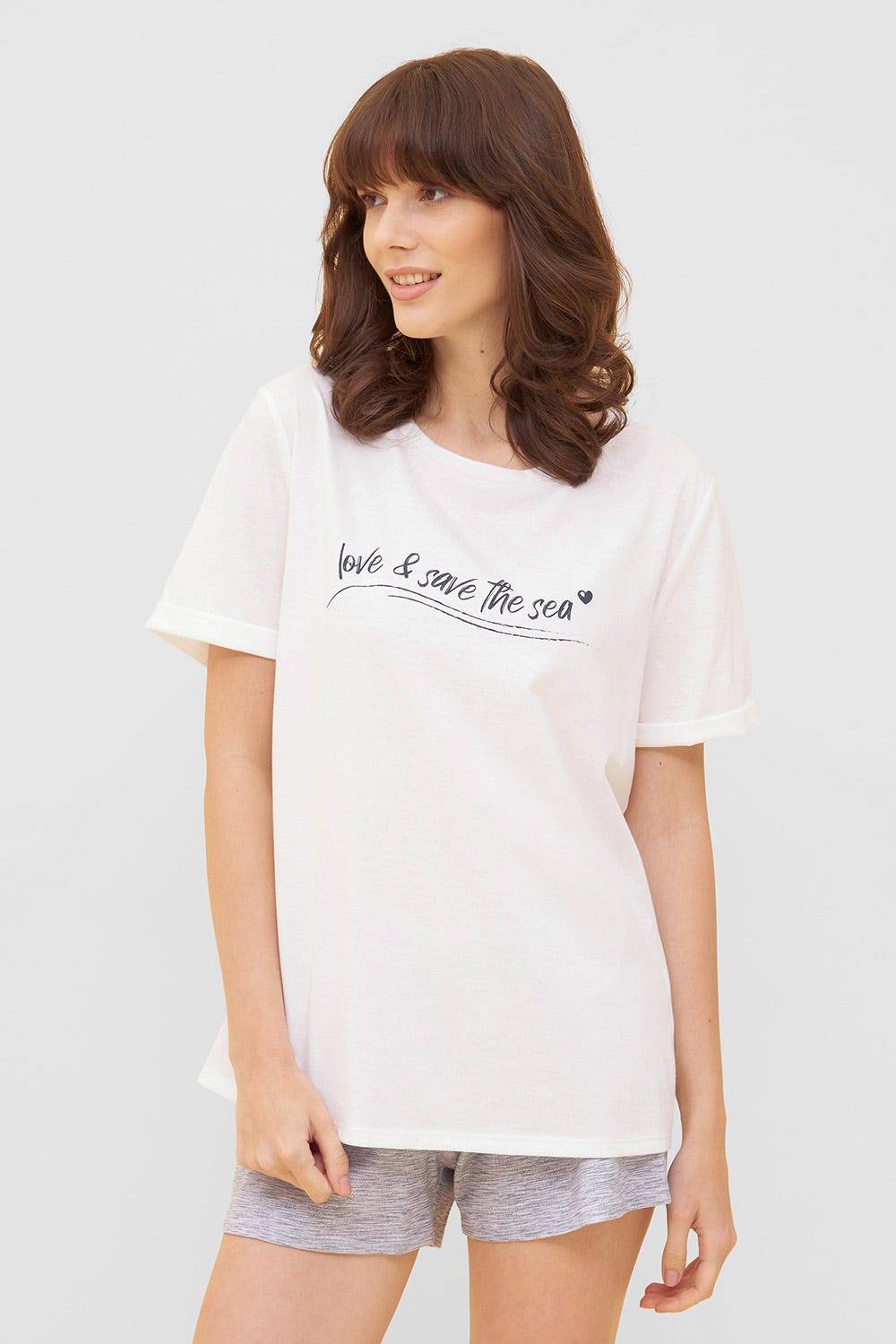 Rösch T-Shirt mit Schriftzug &quot;love &amp; save the sea&quot; Mix &amp; Match 100% Bio-Baumwolle