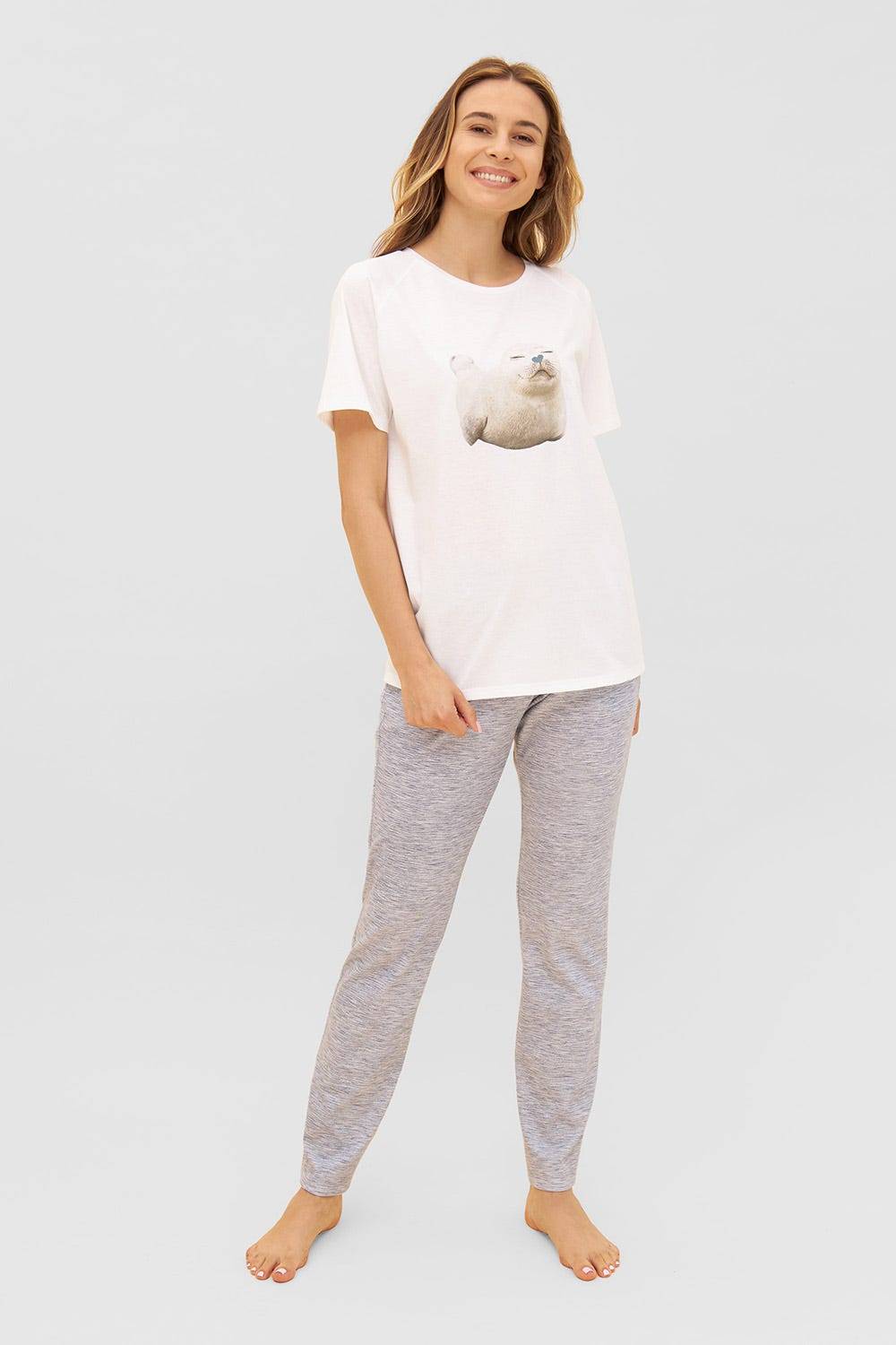 Rösch T-Shirt mit Motivdruck Robbe Raglan-Ärmel Mix &amp; Match 100% Bio-Baumwolle Schlussverkauf