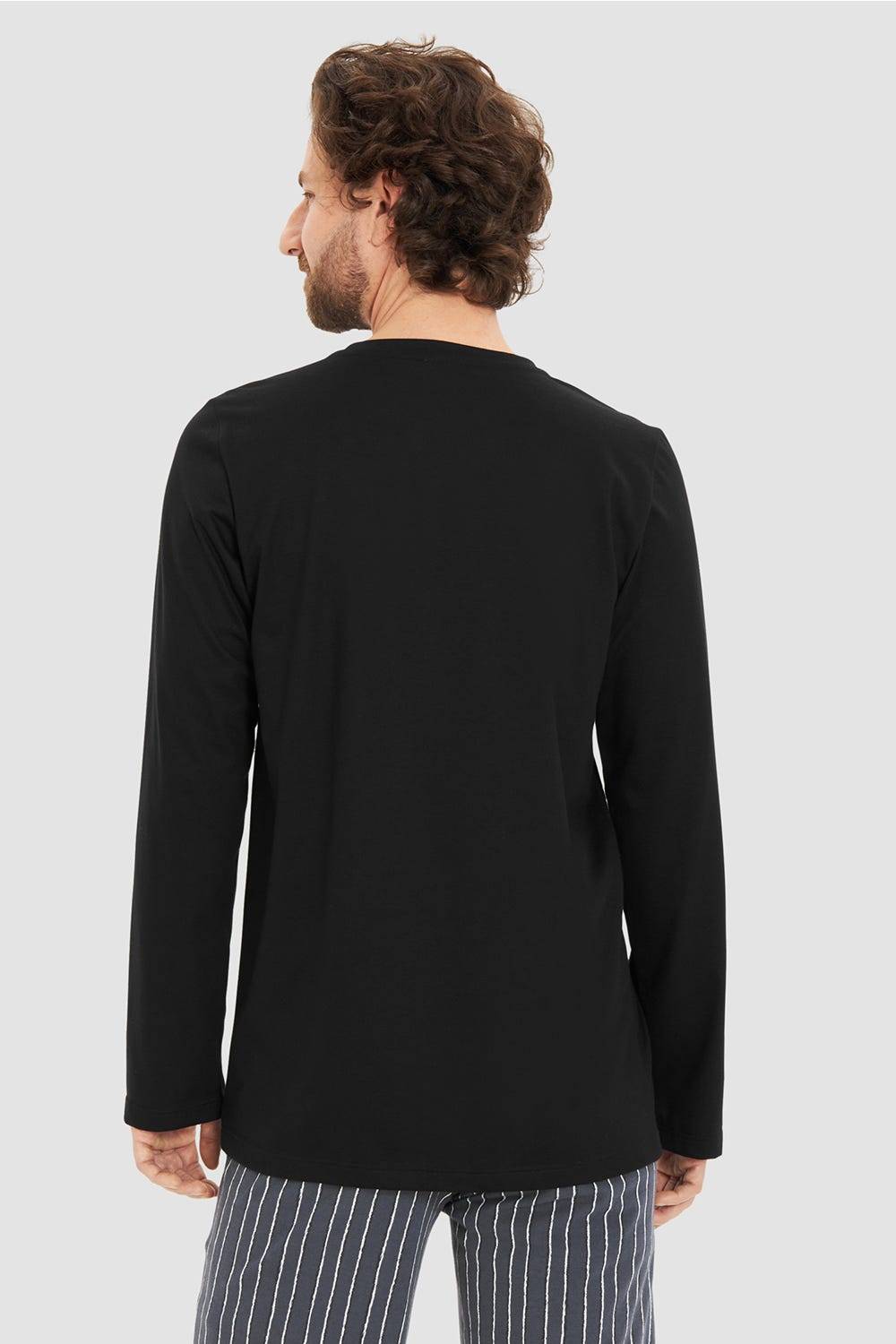 Rösch Herren Basic T-Shirt Langarm mit Rundhals Klassisch Baumwolle/Elasthan im Angebot