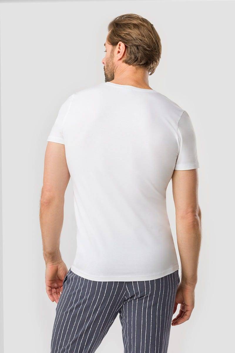 Rösch Herren Basic T-Shirt mit V-Ausschnitt Klassisch Baumwolle/Elasthan Schlussverkauf