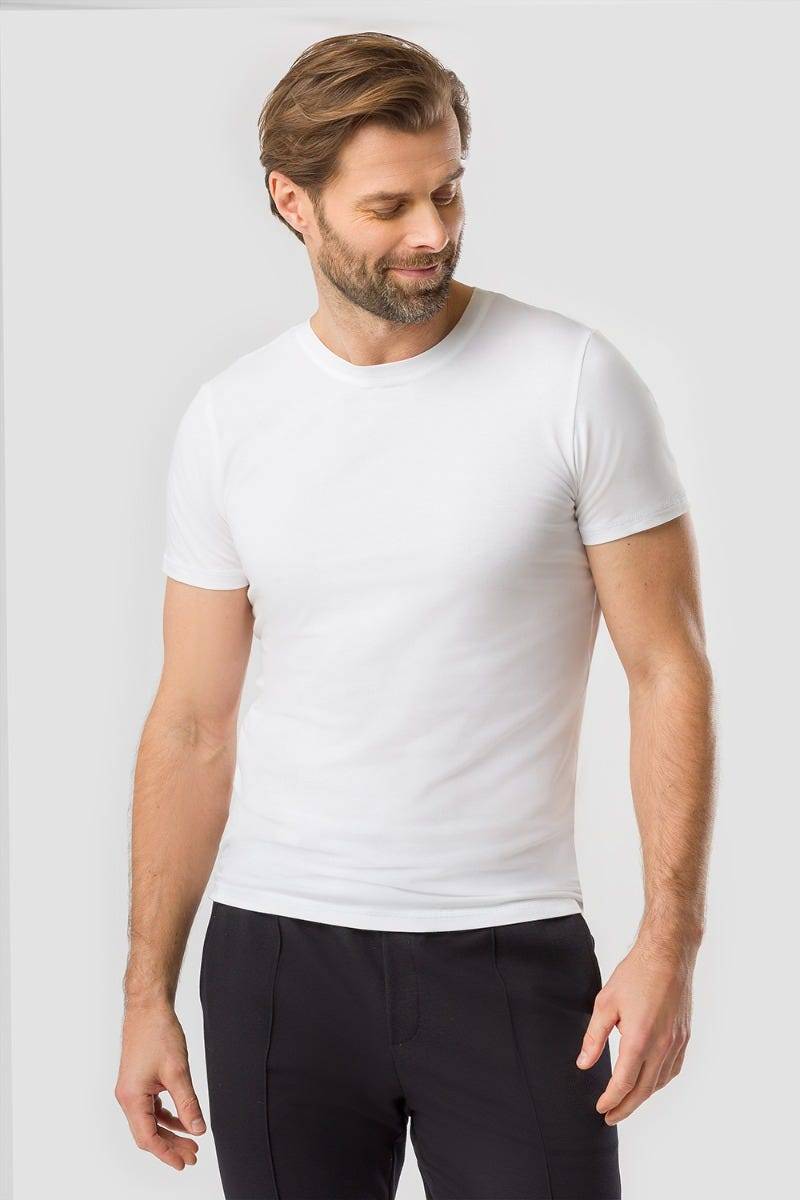 Rösch Herren Basic T-Shirt mit Rundhals Klassisch Baumwolle/Elasthan