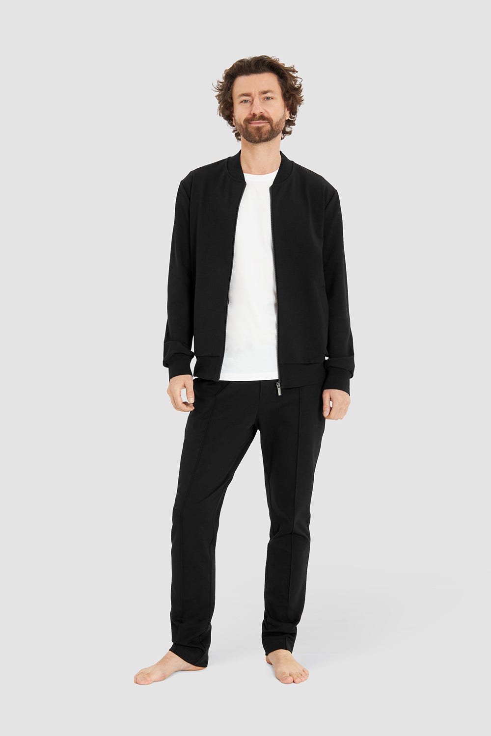 Rösch Herren Loungejacke Blouson College-Style Lässig Materialmix Fabrikverkauf