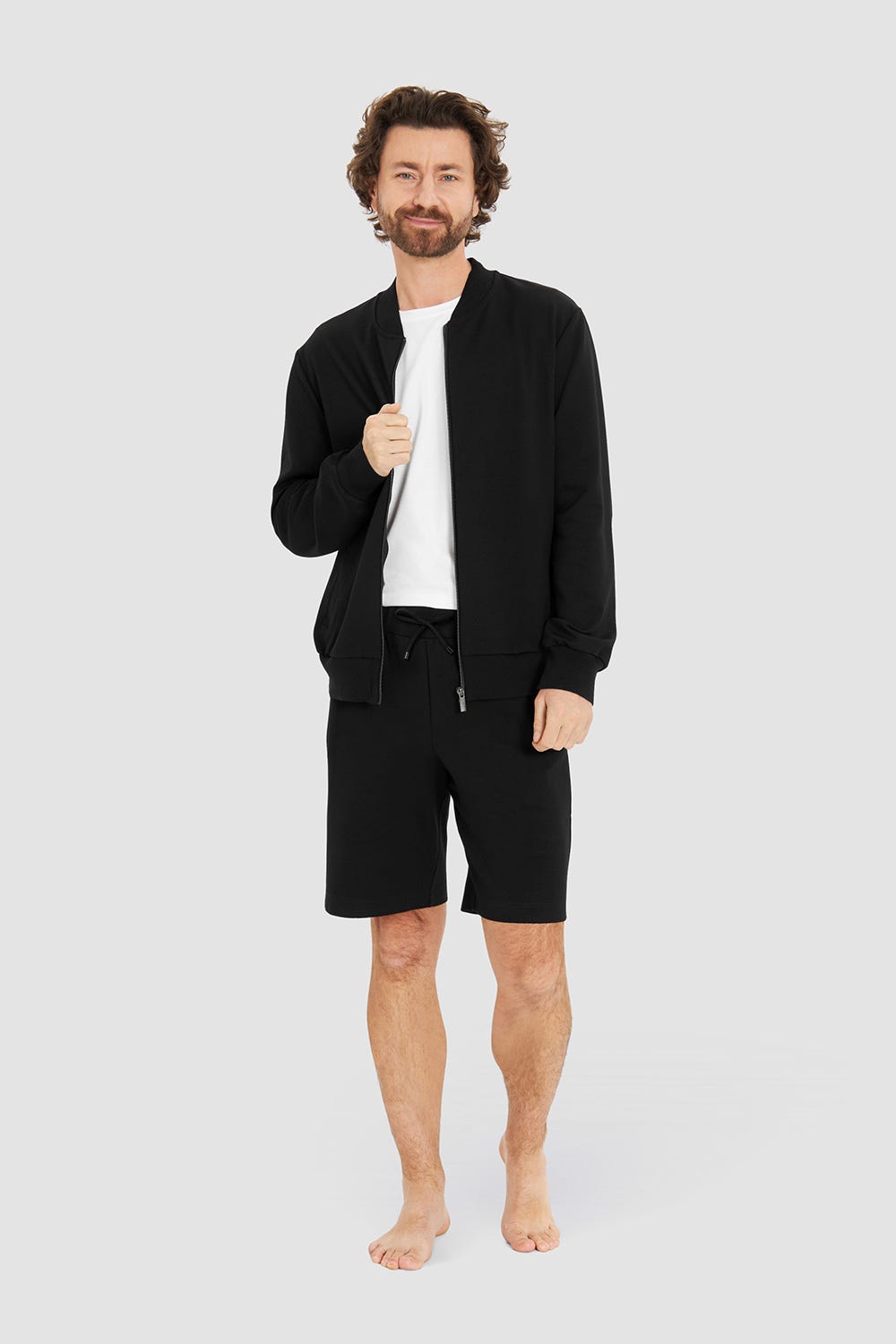 Rösch Herren Loungehose kurz mit Biese Jogginghose Lässig Materialmix Meist gekauft
