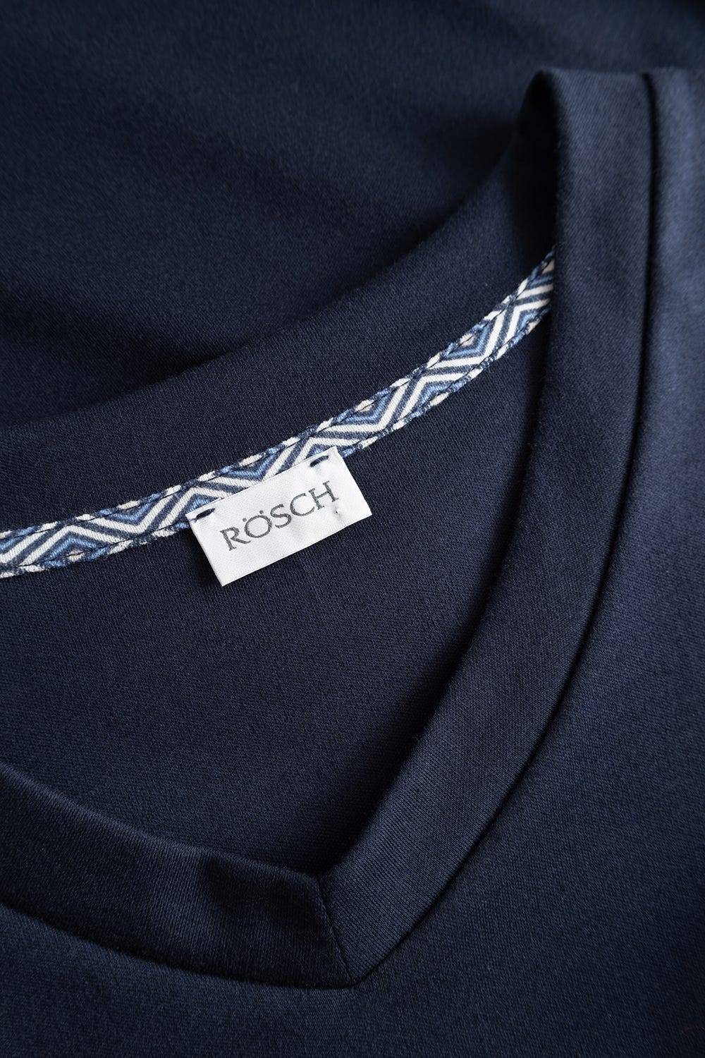 Rösch Herren Kurzer Pyjama mit Minimalprint Blau Bermuda V-Ausschnitt 100% Baumwolle Verkauf