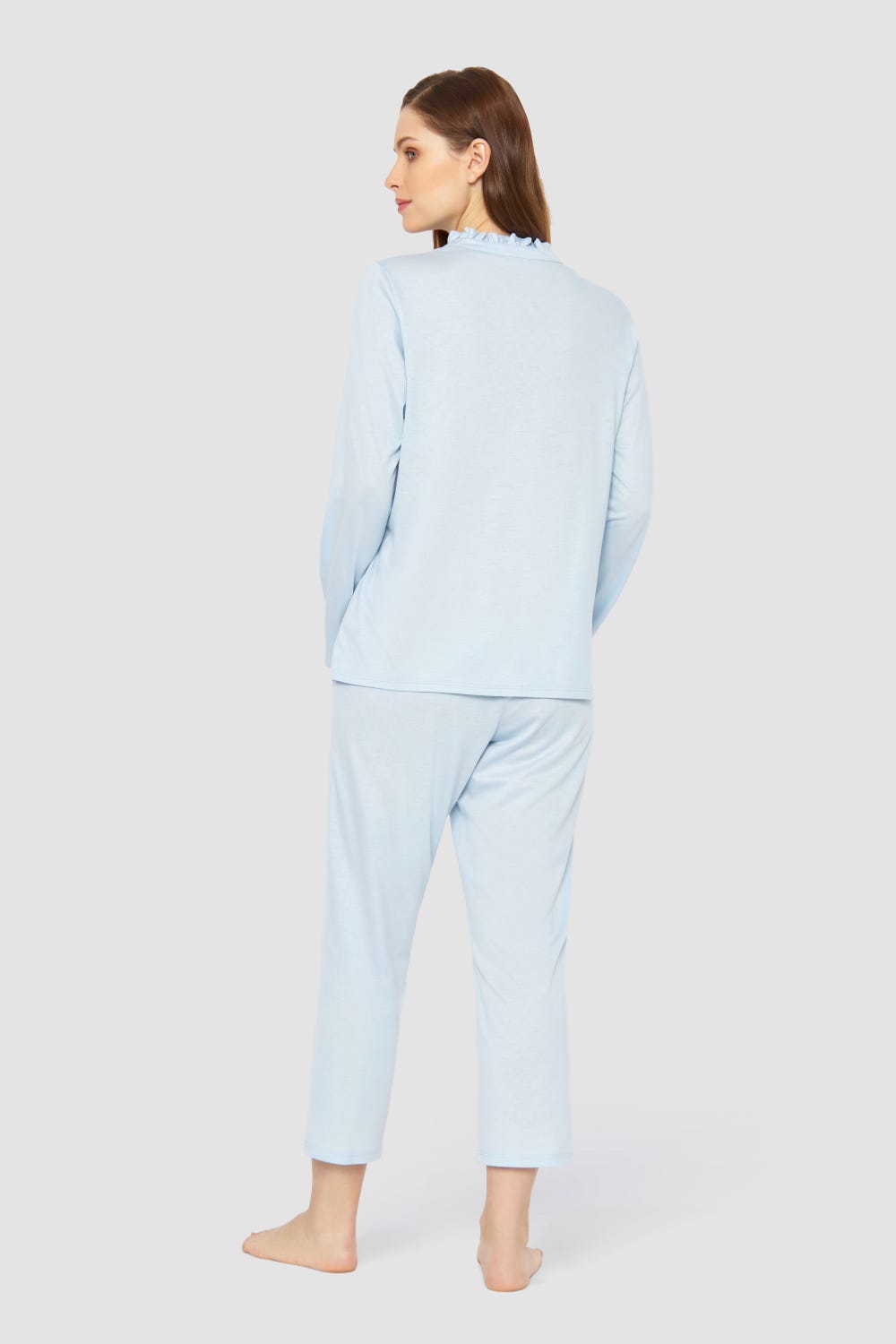 Rösch Pyjama mit Rüschen-Stehkragen Baumwolle/Modal Angebote