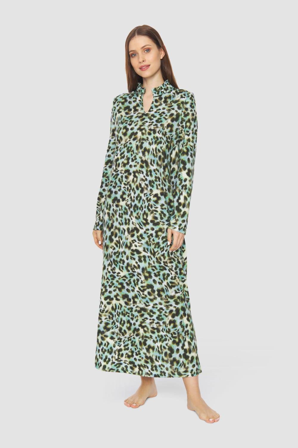 Rösch Nachtkleid im bunten Leo-Druck Baumwolle/Modal